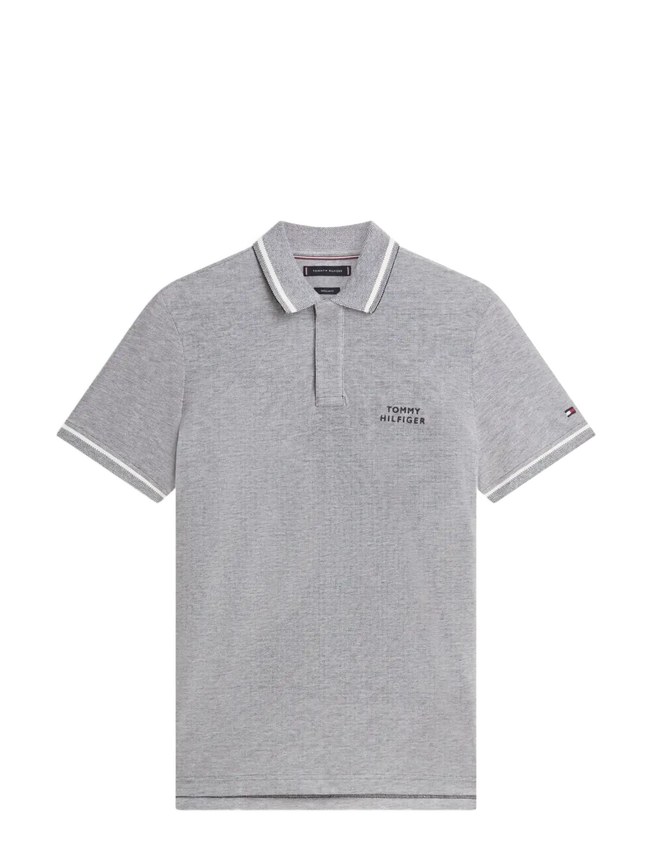 Tommy Hilfiger OXFORD TWO TONE REG PLACKET - Kortærmede poloer - BLACK   WHITE / grey