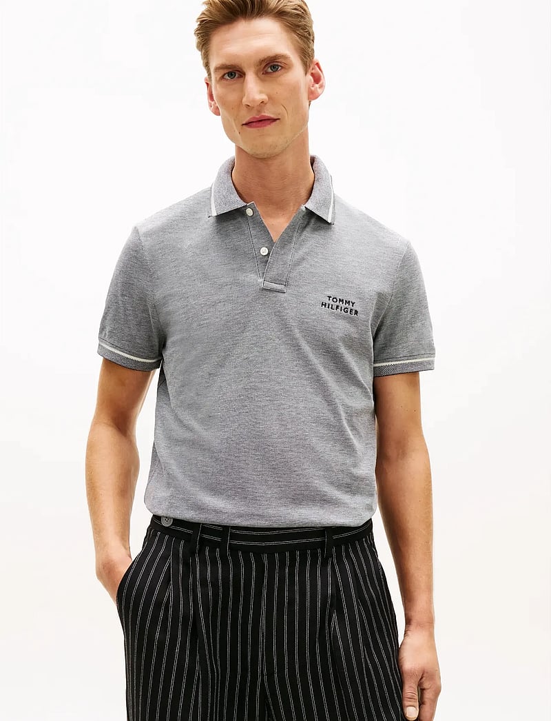 Tommy Hilfiger - OXFORD TWO TONE REG PLACKET - kortærmede poloer - black white - 0