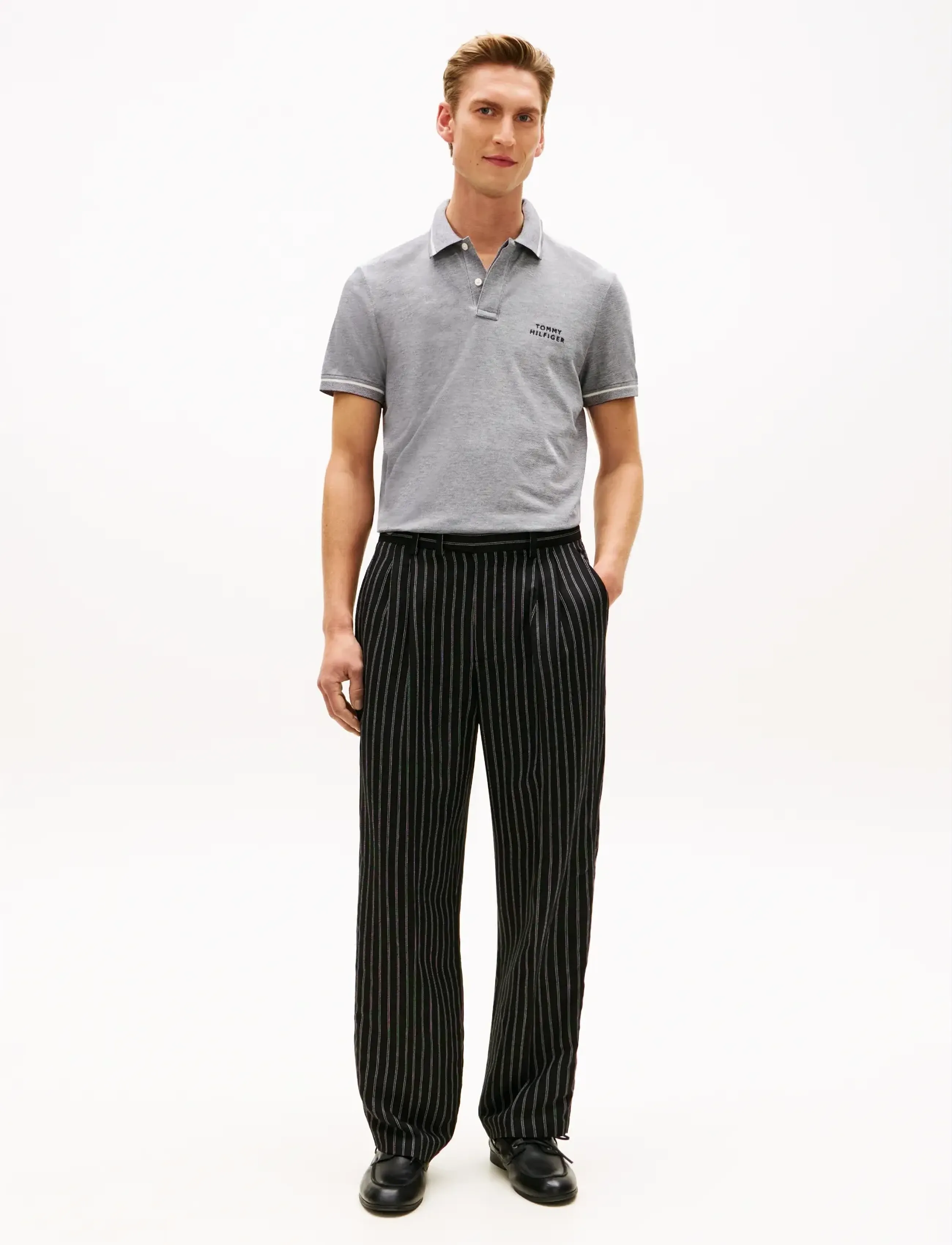 Tommy Hilfiger - OXFORD TWO TONE REG PLACKET - kortærmede poloer - black   white - 3