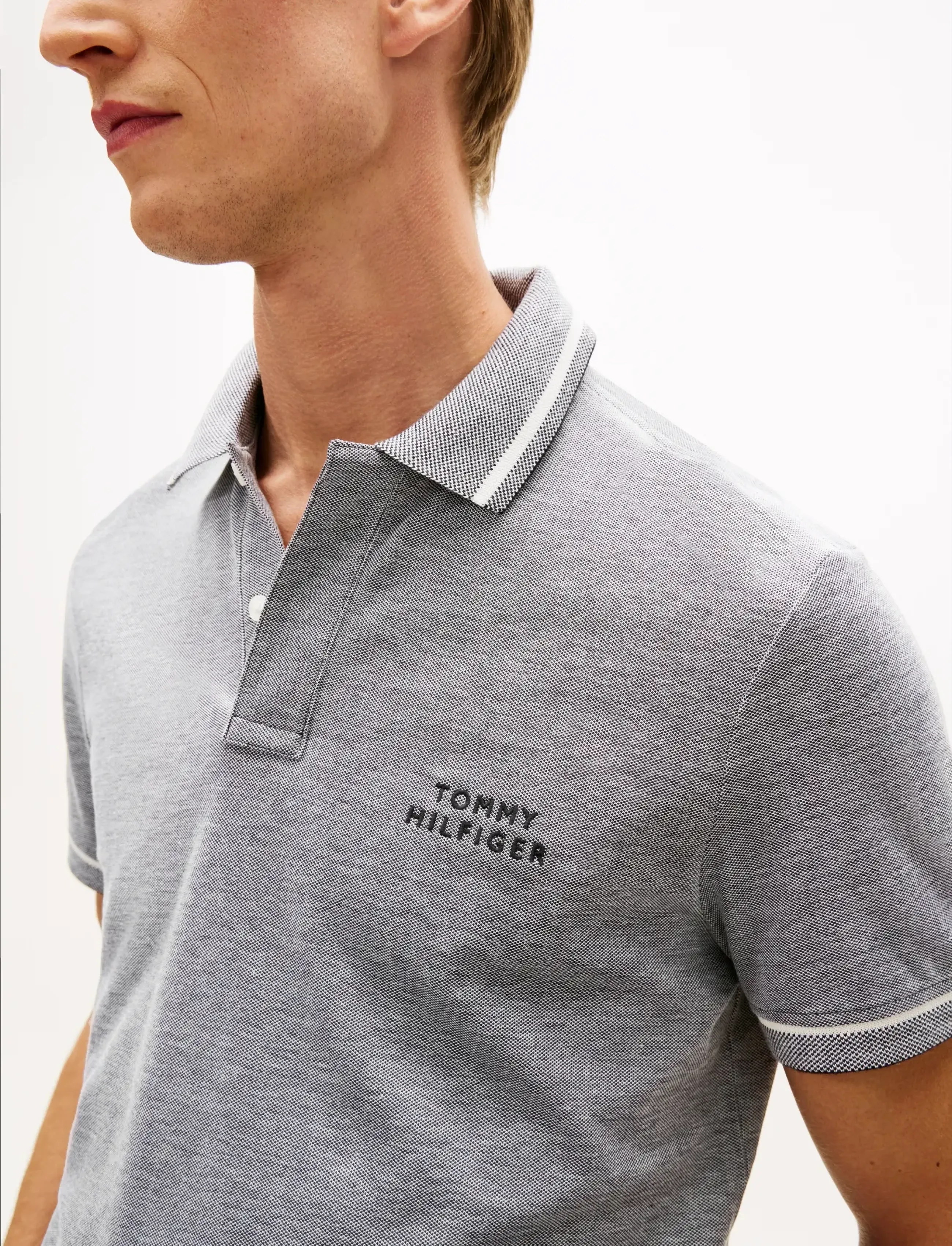 Tommy Hilfiger - OXFORD TWO TONE REG PLACKET - kortærmede poloer - black   white - 4
