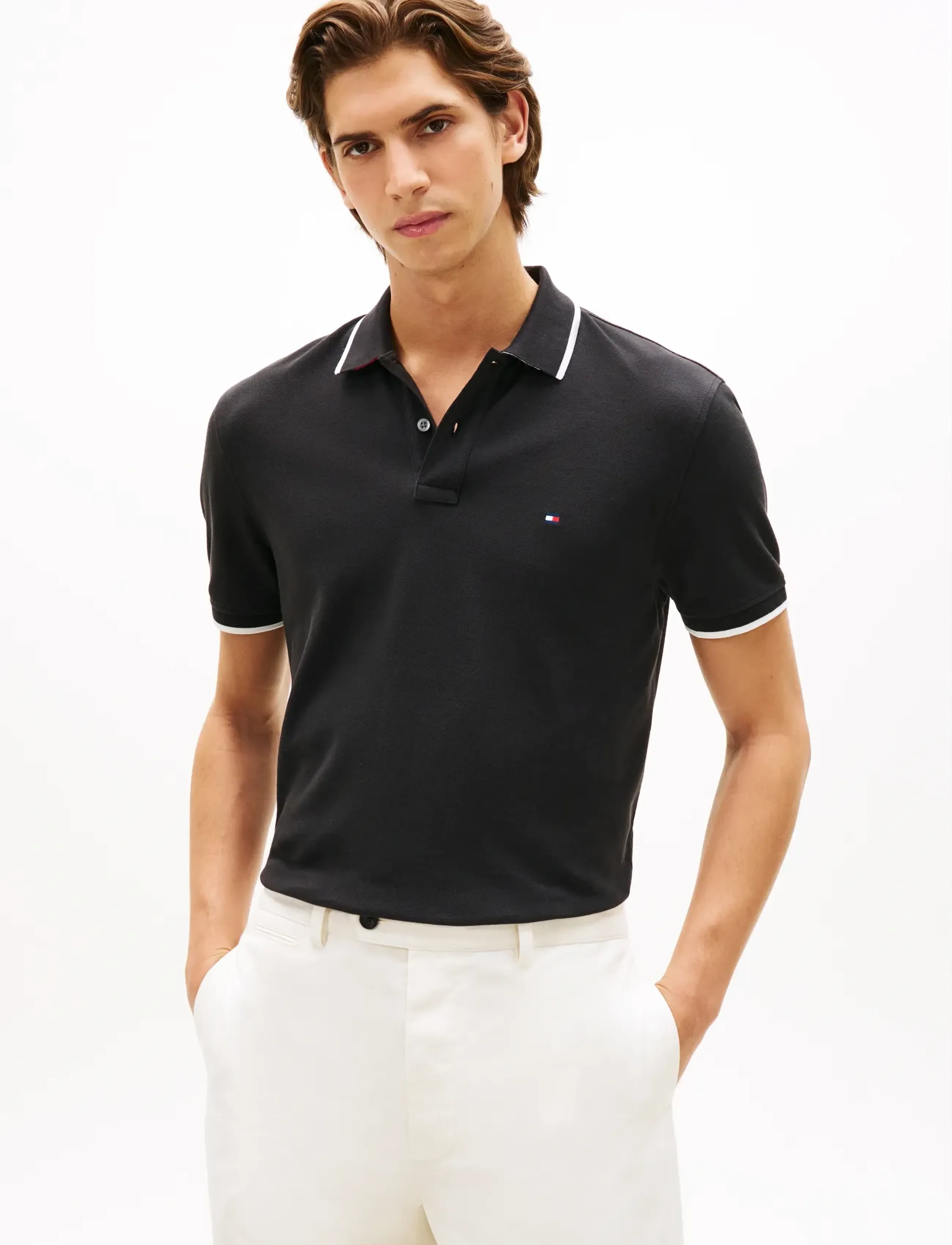 Tommy Hilfiger PIQUE UNDERCOLLAR REG POLO - Tøj - BLACK / black