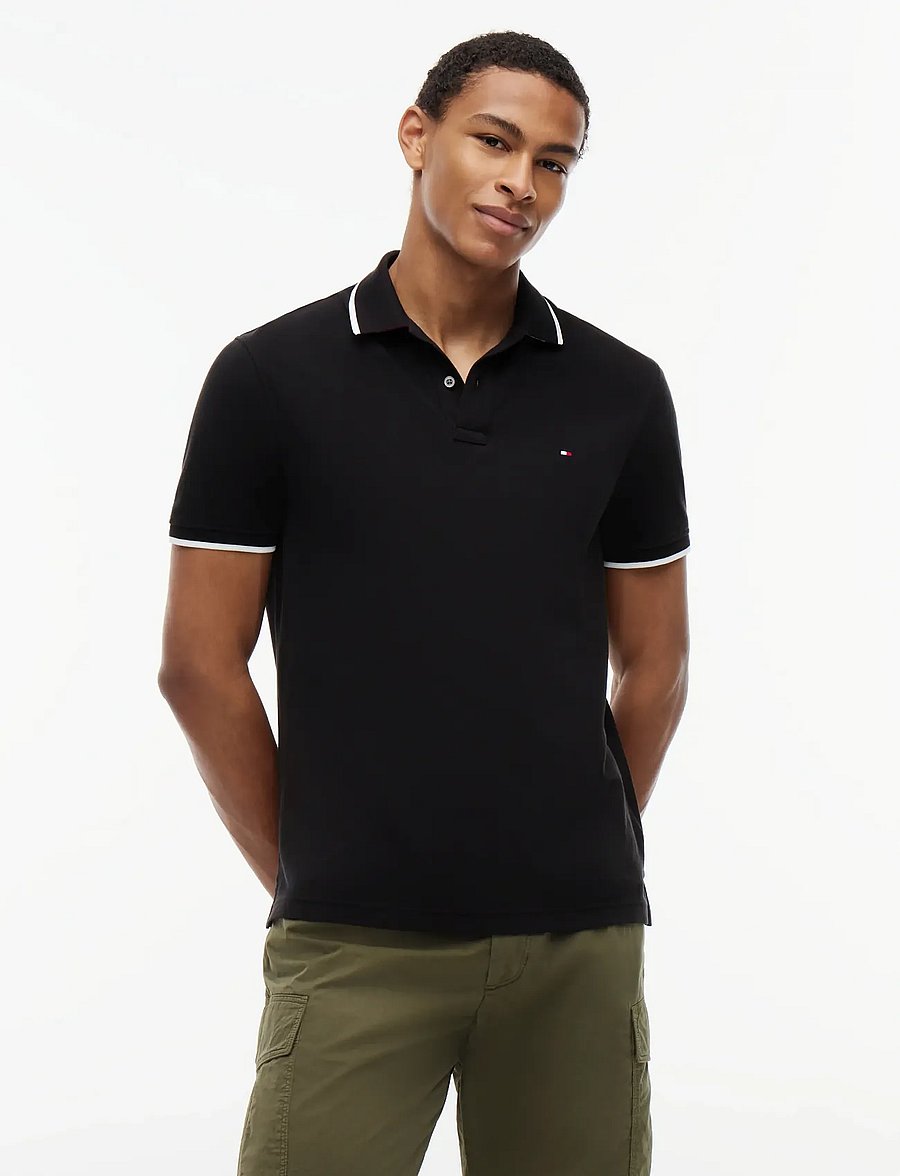 Tommy Hilfiger - PIQUE UNDERCOLLAR REG POLO - lühikeste varrukatega polod - black - 0
