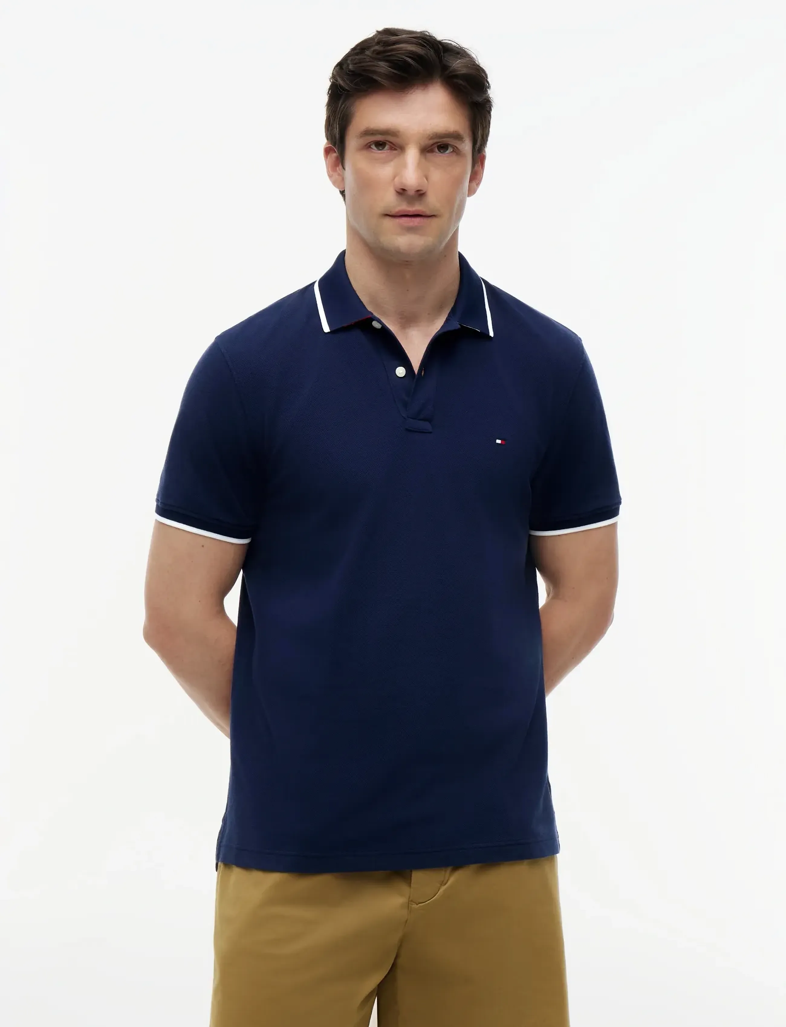 Tommy Hilfiger Pique Undercollar Reg Polo, XXL, Navy, Poloer > Kortærmede, Herre