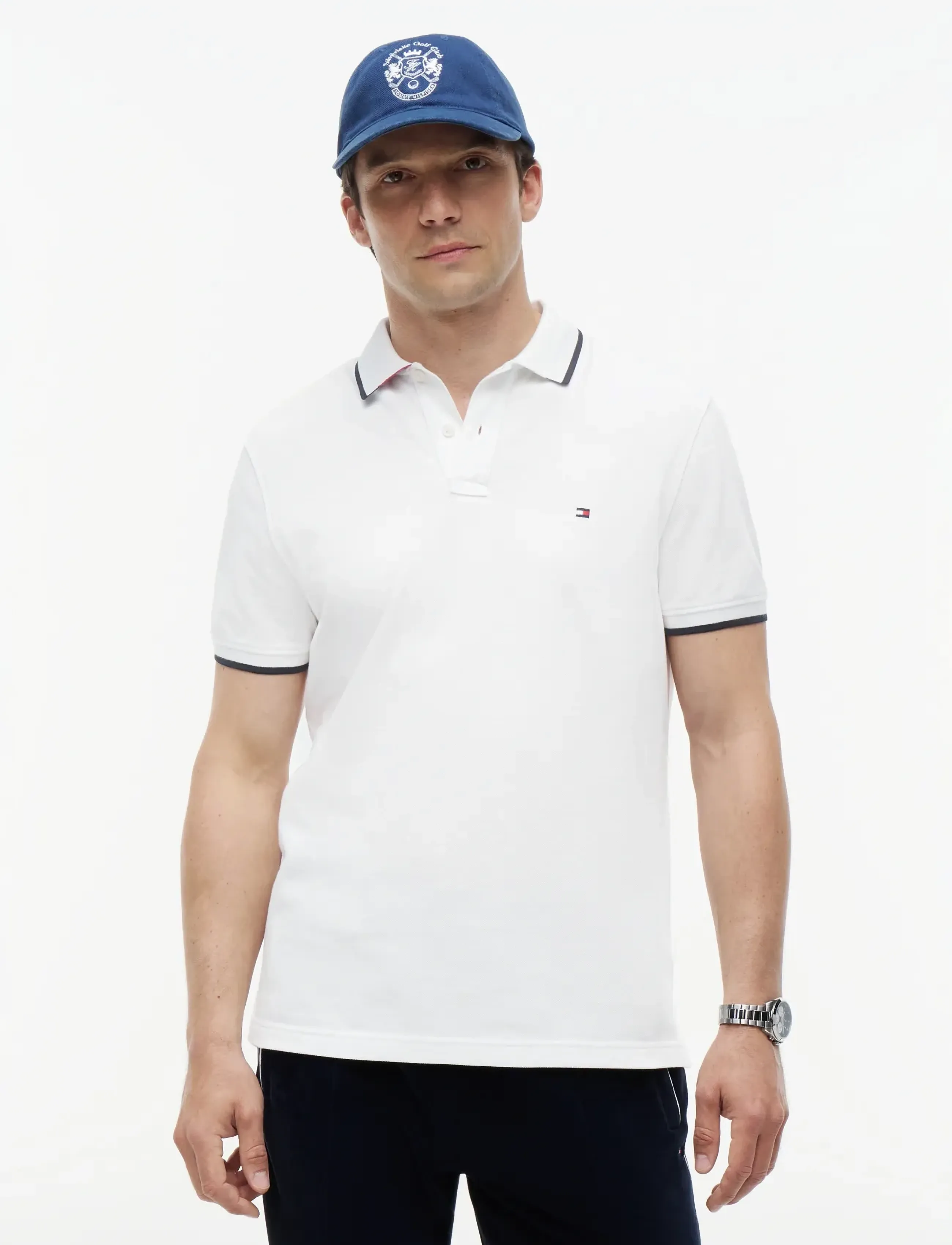 Tommy Hilfiger Pique Undercollar Reg Polo, S, White, Poloer > Kortærmede, Herre