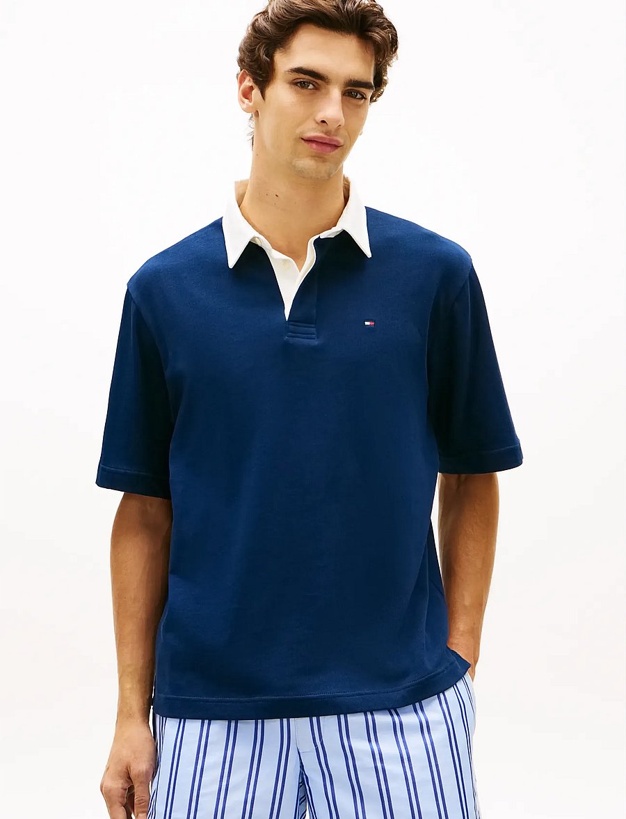 Tommy Hilfiger - BIG FLAG CB RELAXED POLO - stutterma pólóbolir - carbon navy - 0