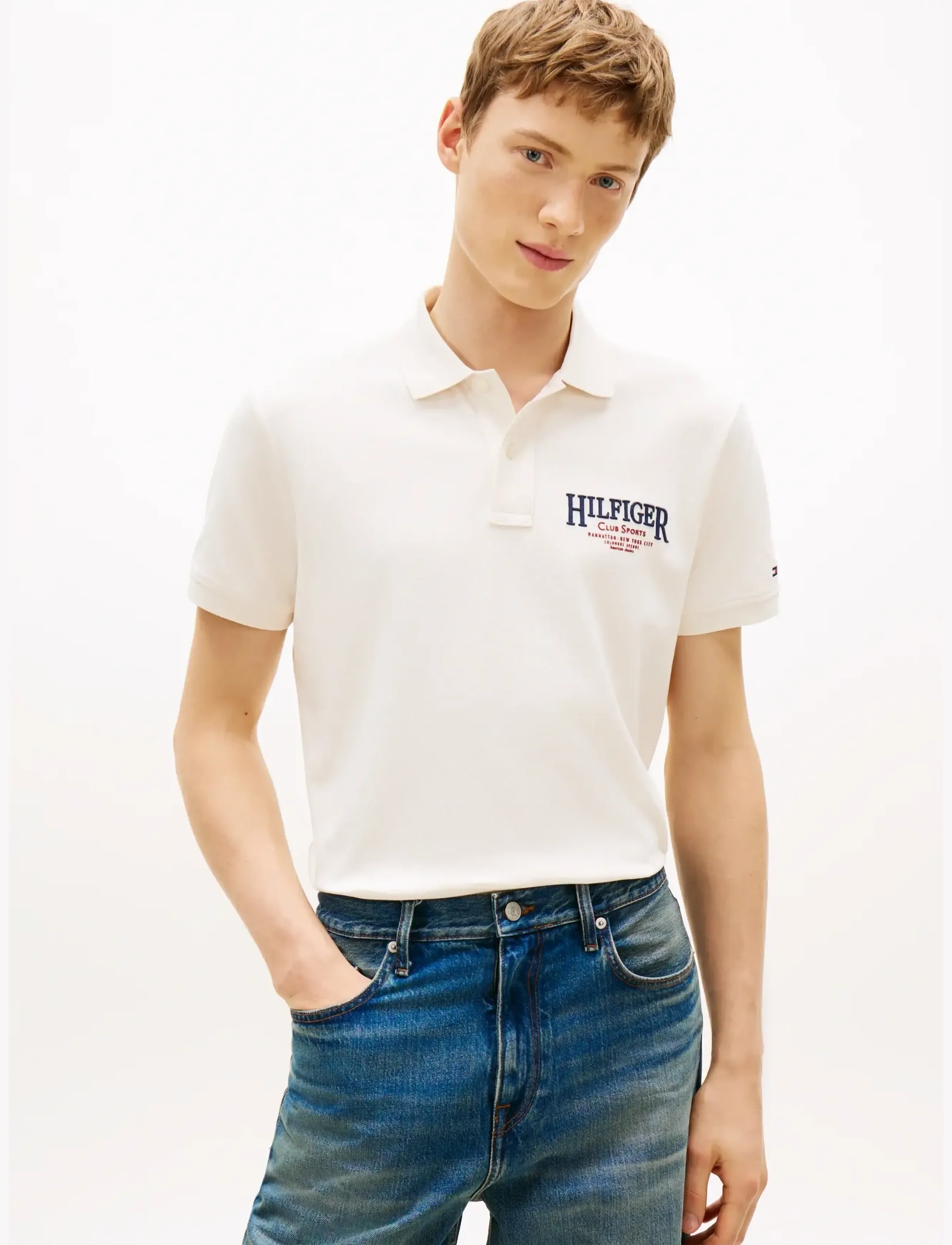 Tommy Hilfiger LEFT CHEST GRAPHIC REG POLO - Tommy Hilfiger - IVORY PETAL / cream