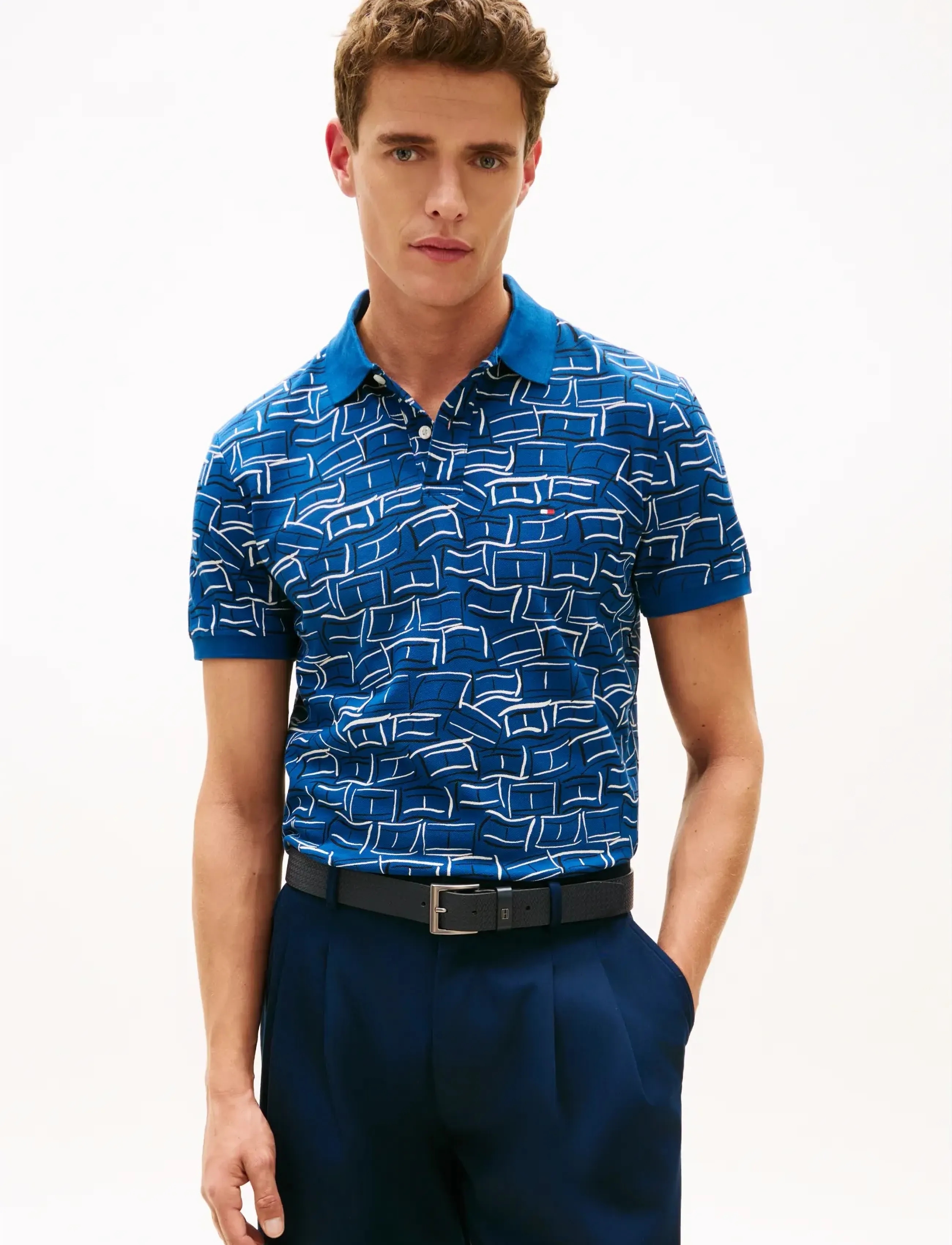 Tommy Hilfiger AOP PIQUE REG POLO - Tommy Hilfiger - BLUE JEAN WITH AOP / blue