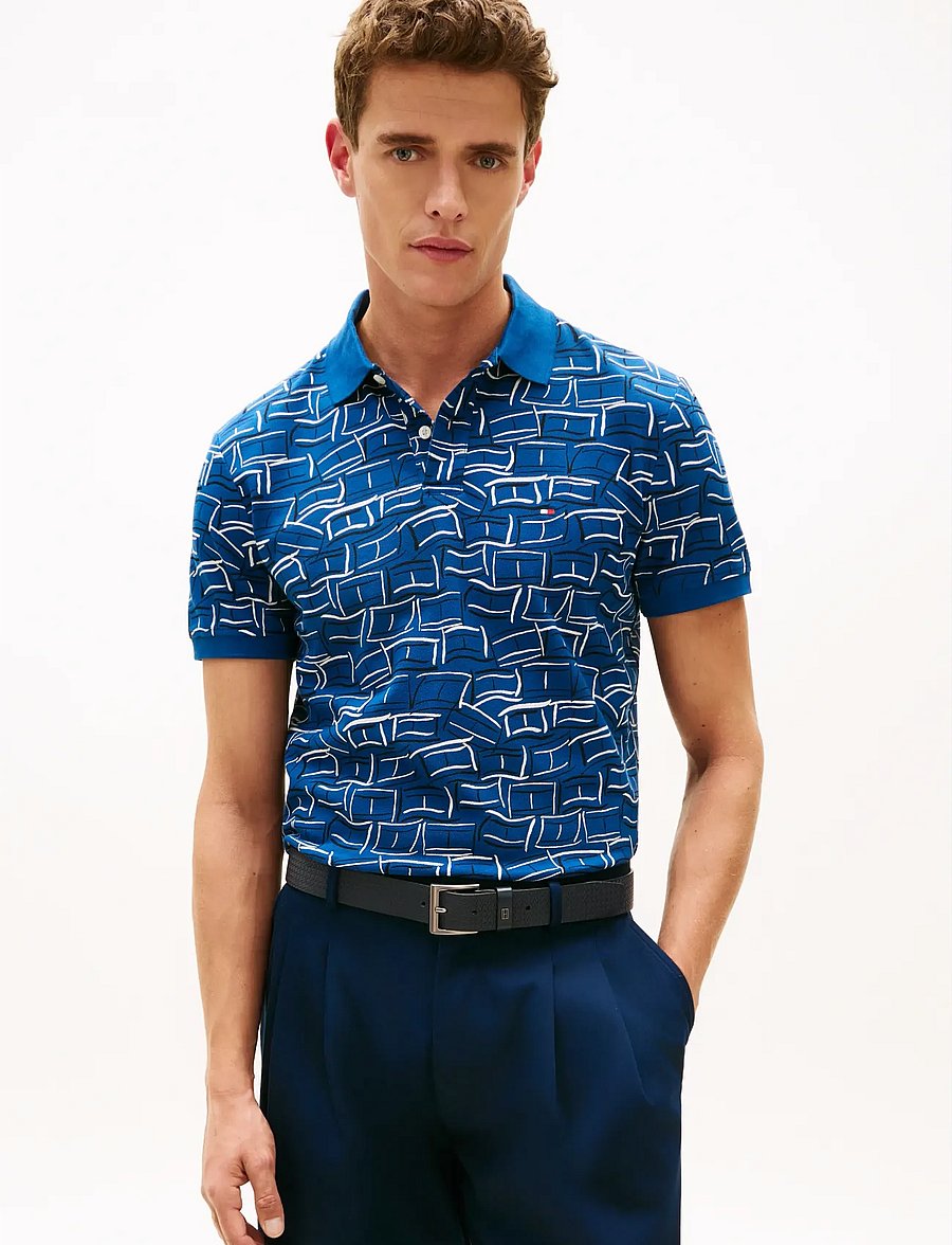 Tommy Hilfiger - AOP PIQUE REG POLO - kurzärmelig - blue jean with aop - 0