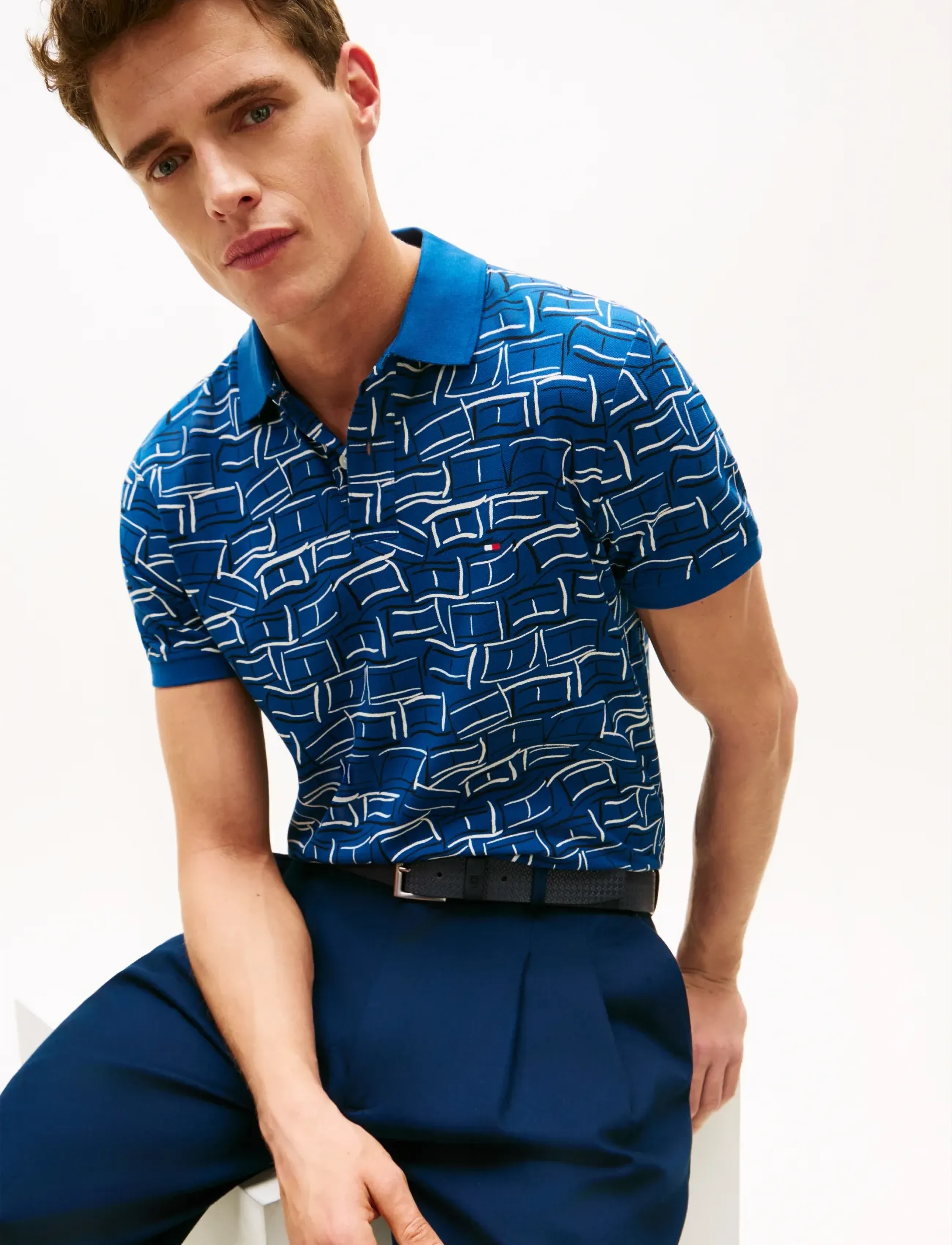 Tommy Hilfiger - AOP PIQUE REG POLO - lühikeste varrukatega polod - blue jean with aop - 4