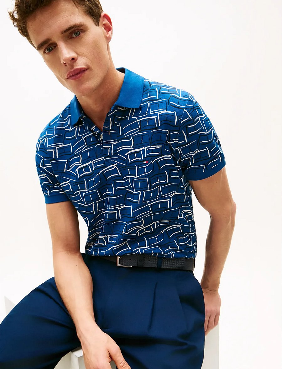 Tommy Hilfiger - AOP PIQUE REG POLO - kurzärmelig - blue jean with aop - 4