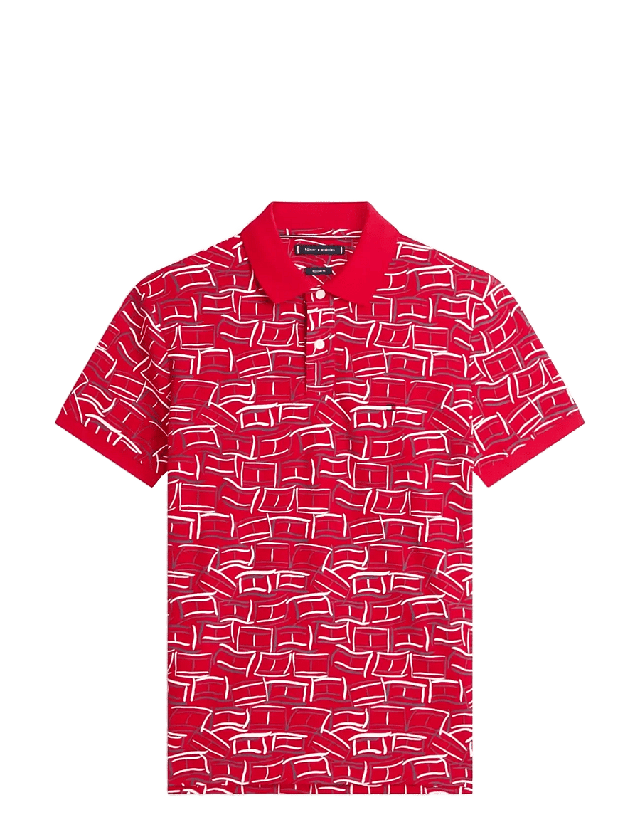 Tommy Hilfiger - AOP PIQUE REG POLO - kurzärmelig - medium red with aop - 1