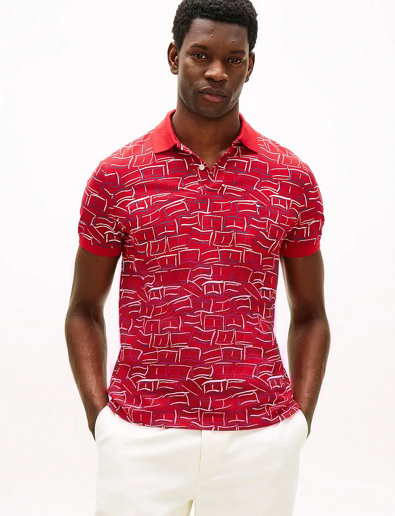 Tommy Hilfiger - AOP PIQUE REG POLO - kurzärmelig - medium red with aop - 0