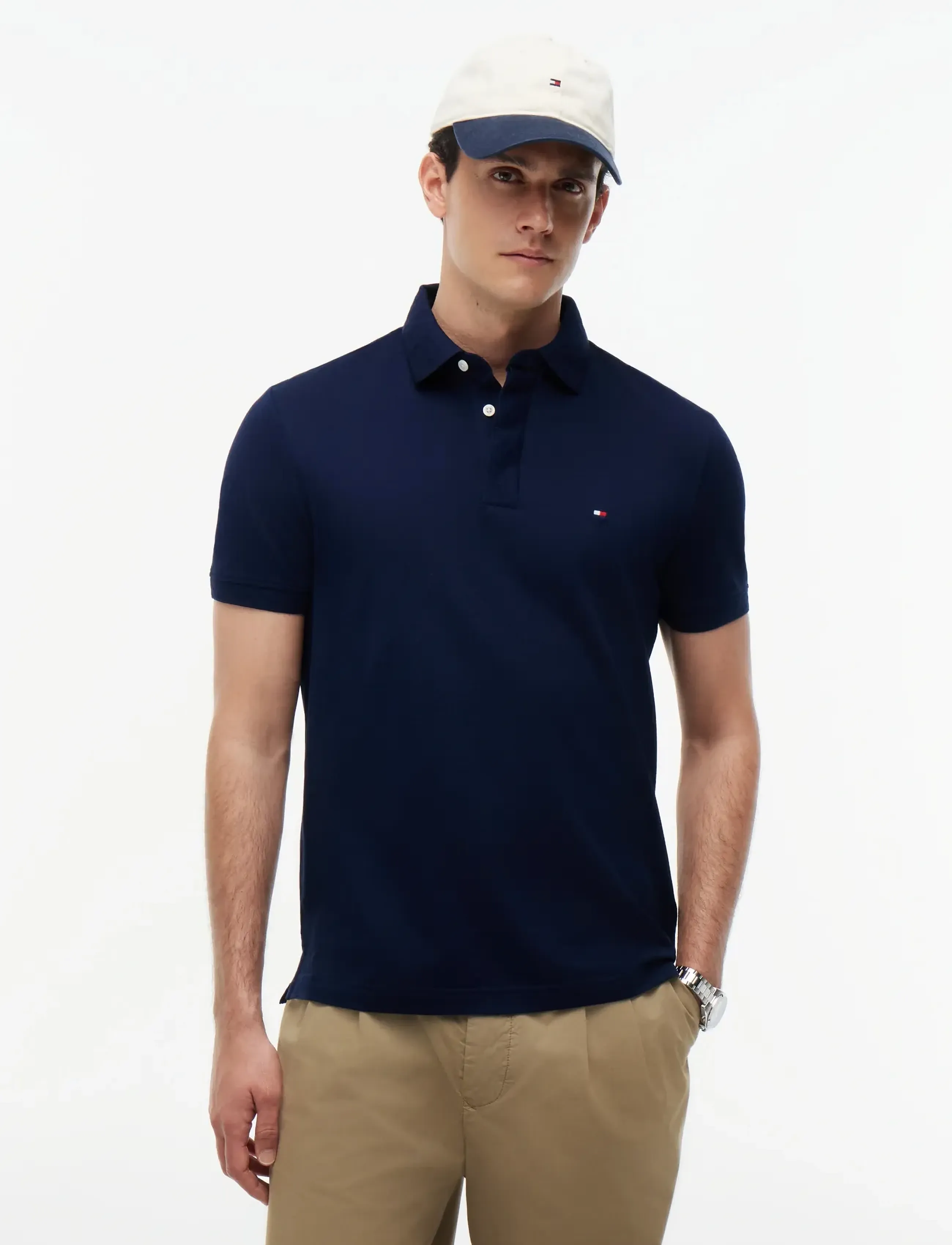 Tommy Hilfiger JACQUARD HIDDEN PLACKET REG POLO - Tøj - CARBON NAVY / navy