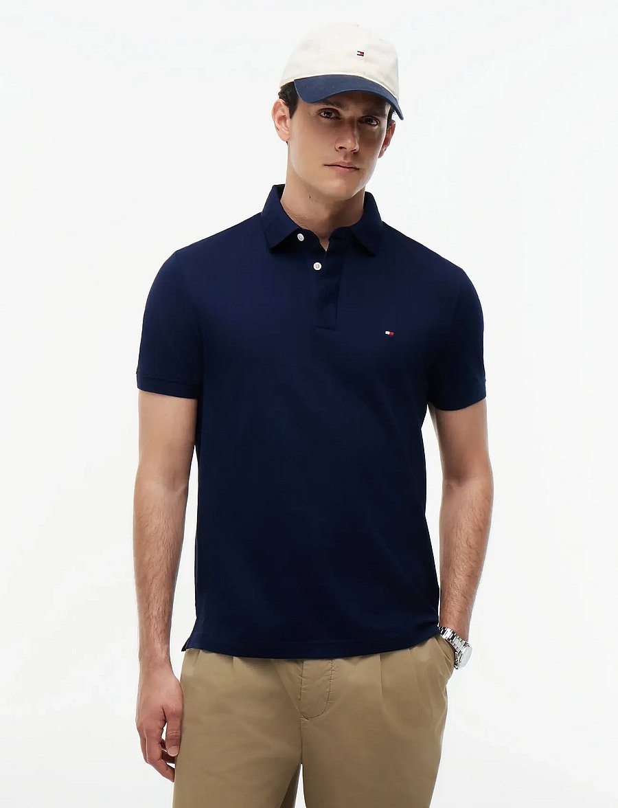 Tommy Hilfiger - JACQUARD HIDDEN PLACKET REG POLO - kortærmede poloer - carbon navy - 0