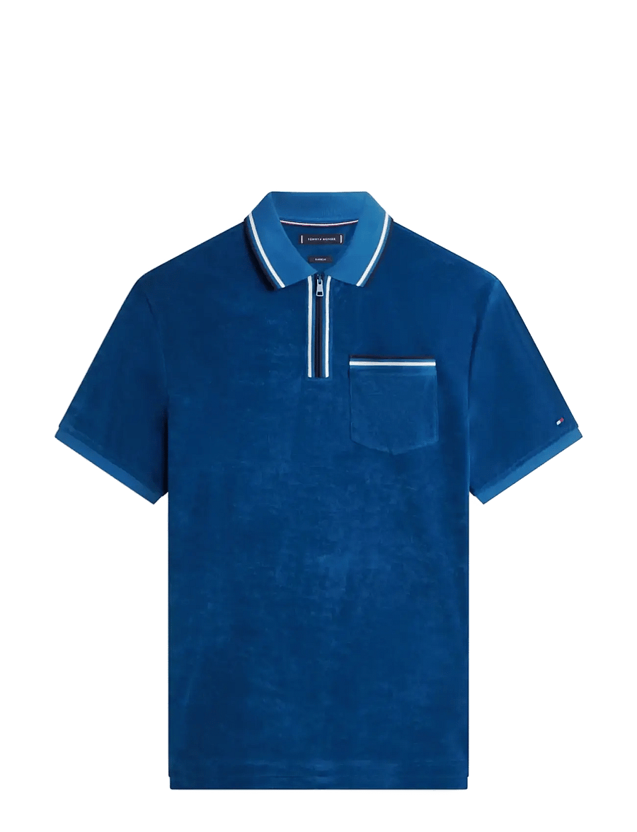 Tommy Hilfiger - TOWELLING ZIP CLASSIC FIT - kortærmede poloer - blue jean - 1