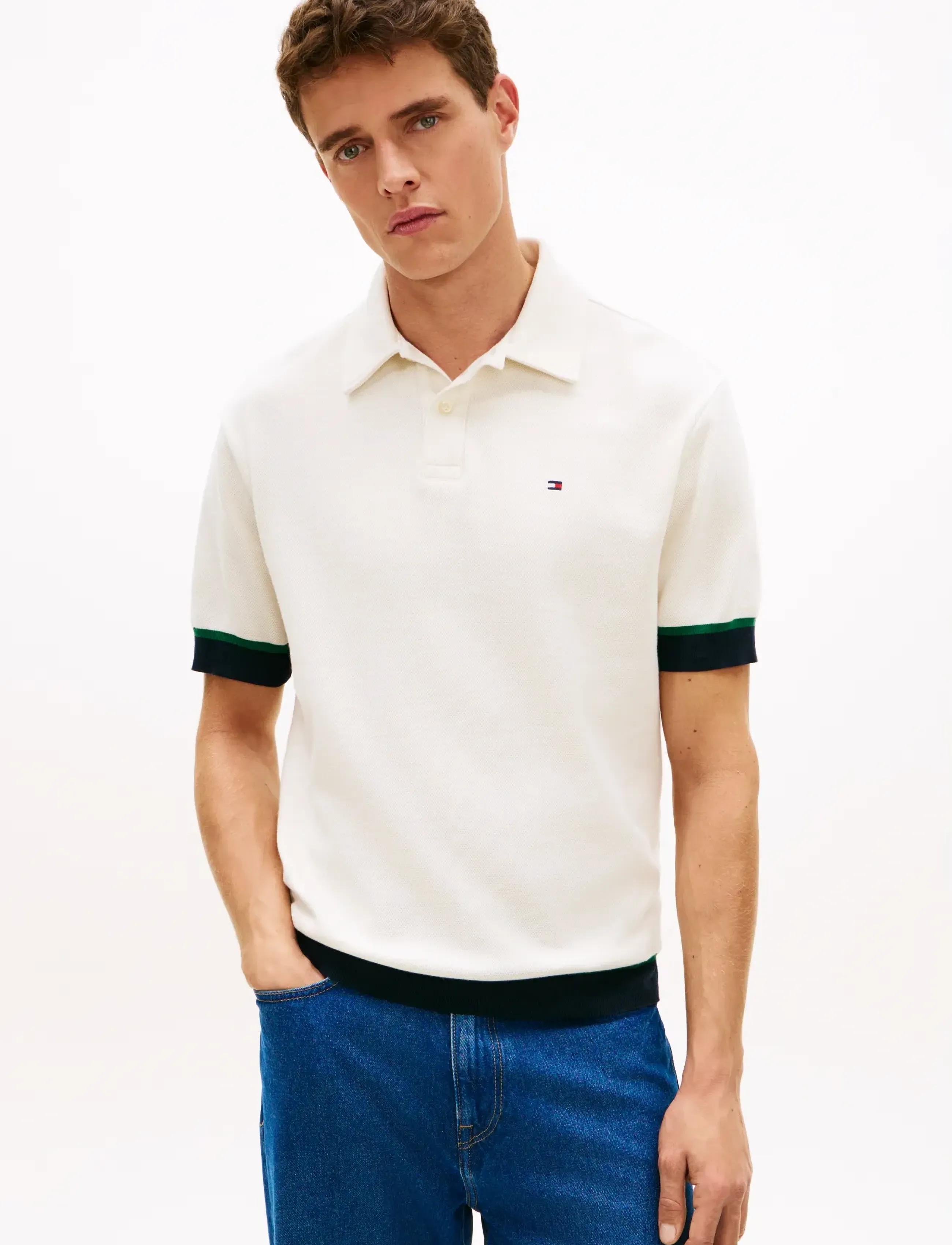 Tommy Hilfiger LINKED REG POLO - Lühikeste varrukatega polod - IVORY PETAL / cream