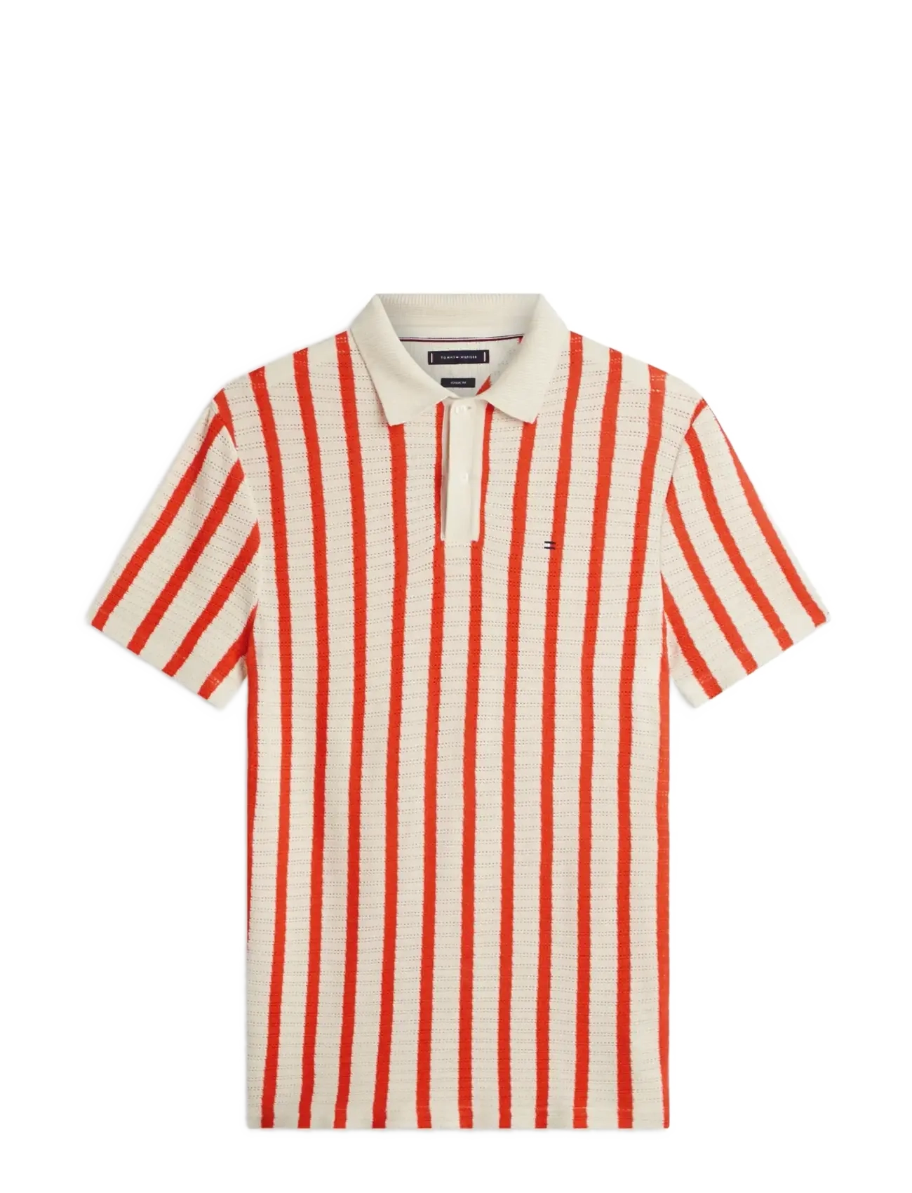 Tommy Hilfiger OPEN KNIT RELAXED FIT POLO - New arrivals - MUSLIN   BRILLIANT ORANGE / red