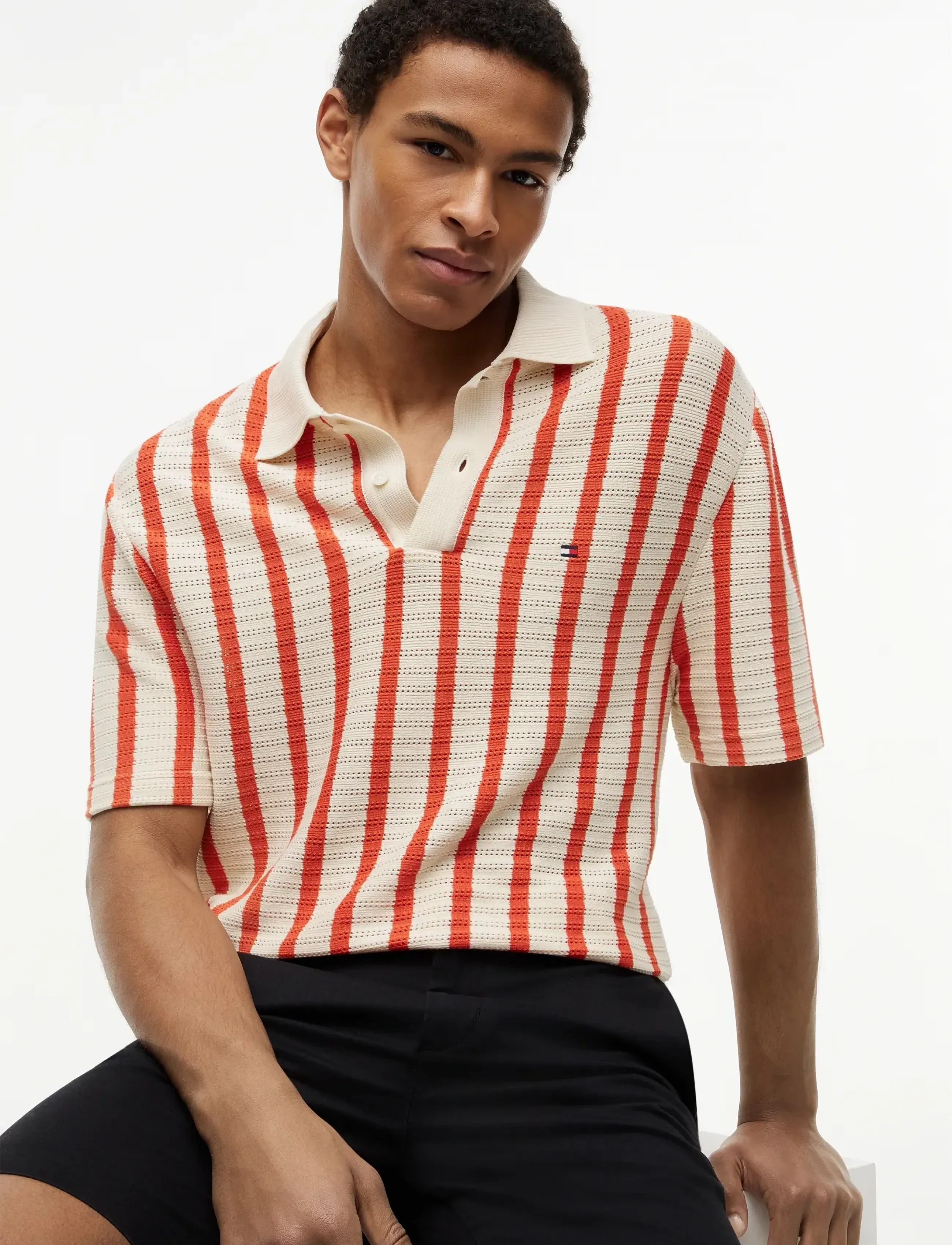 Open Knit Relaxed Fit Polo 3
