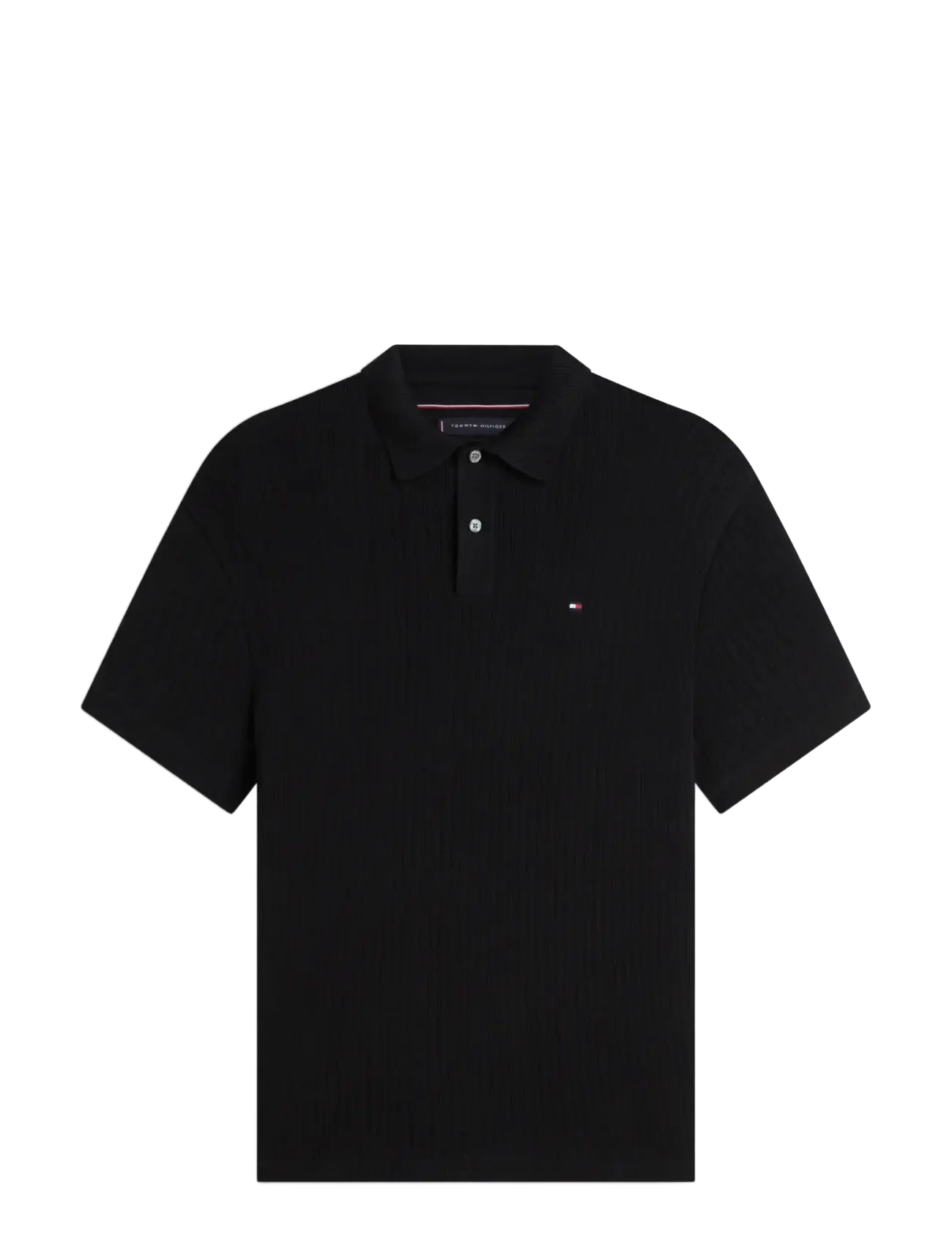 Tommy Hilfiger OPEN KNIT RELAXED FIT POLO - Neulotut poolot - BLACK / black
