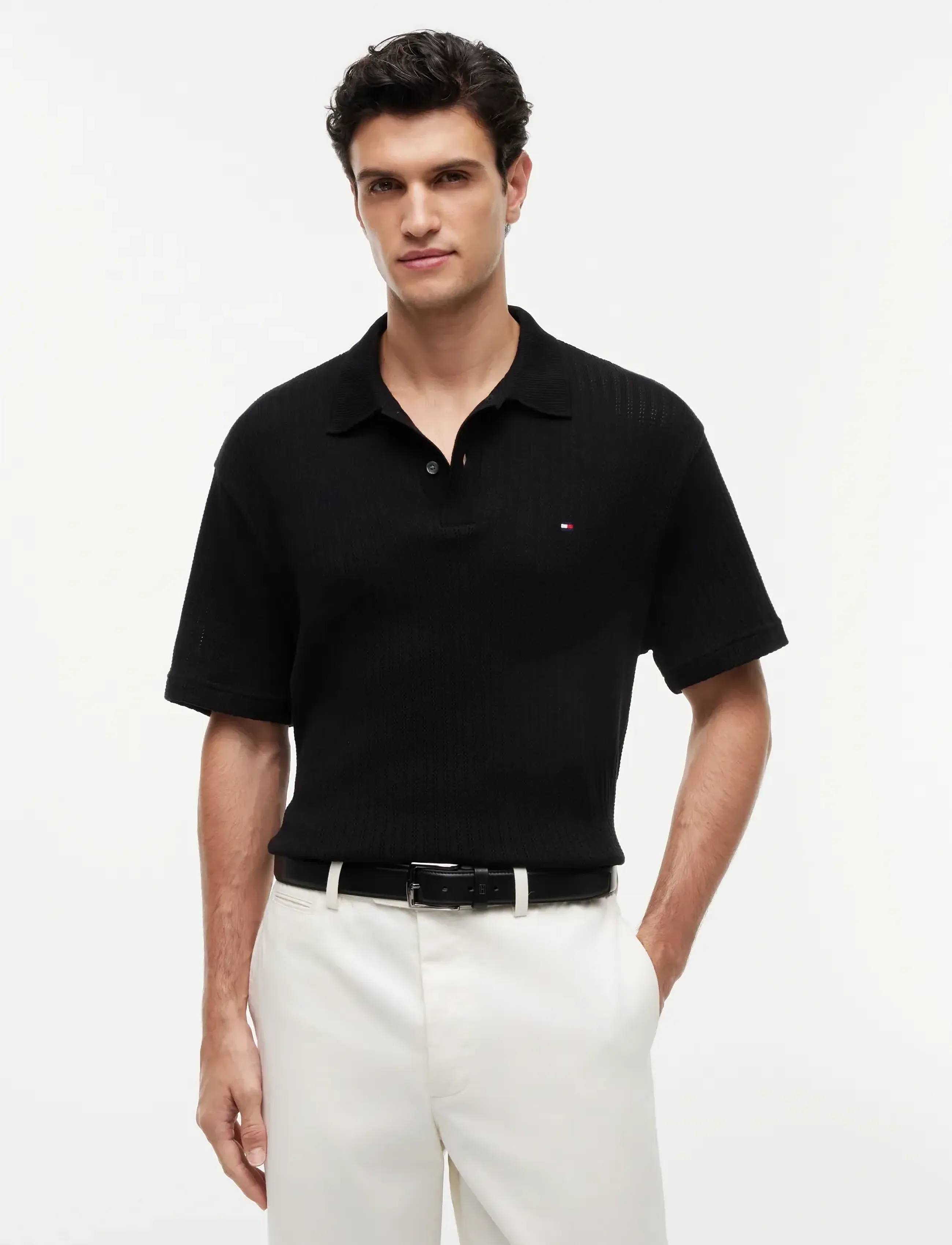 Open Knit Relaxed Fit Polo