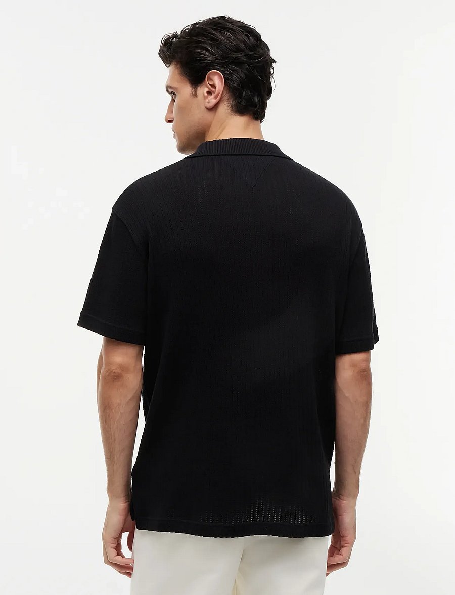 Tommy Hilfiger - OPEN KNIT RELAXED FIT POLO - polostrik - black - 2