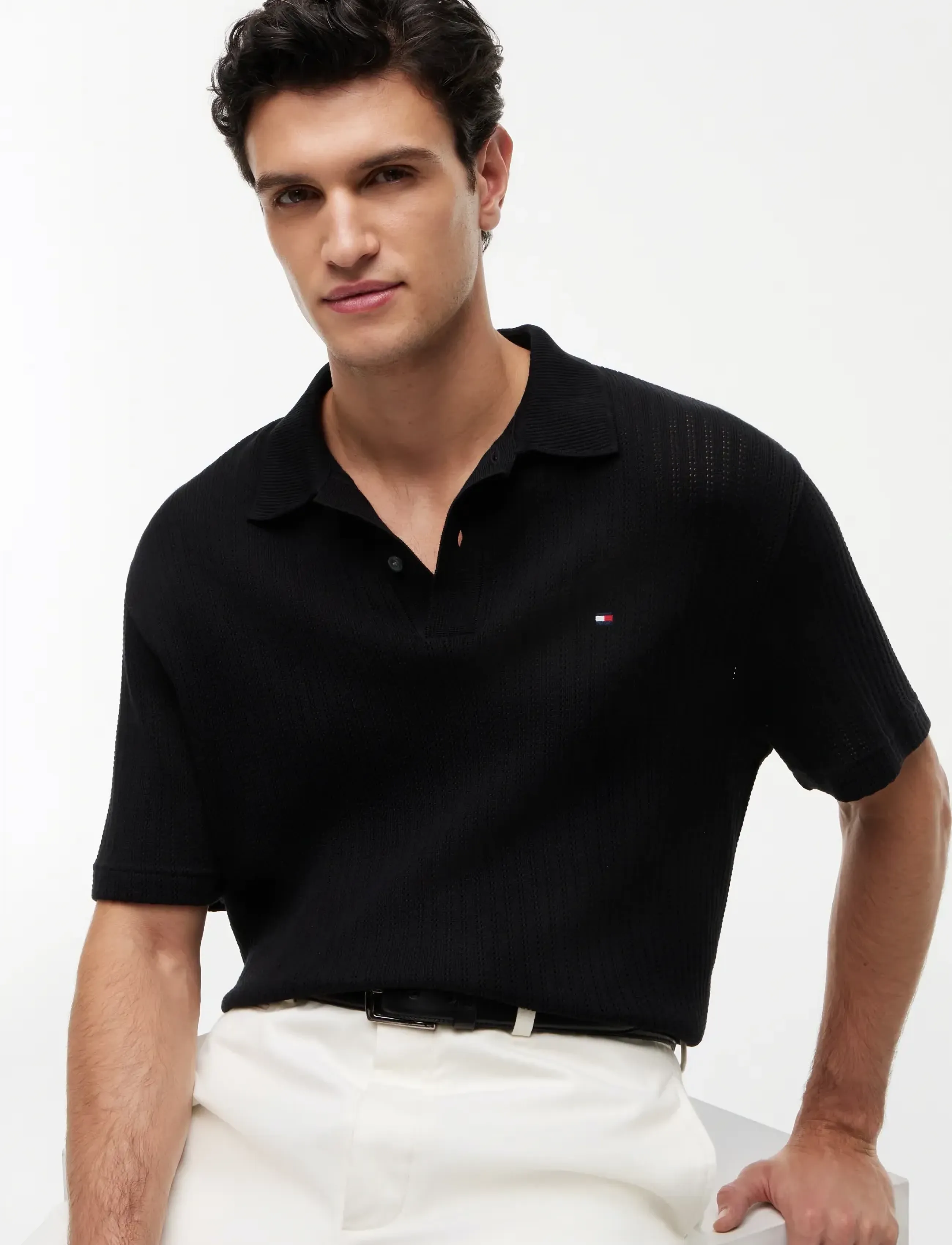 Open Knit Relaxed Fit Polo 3