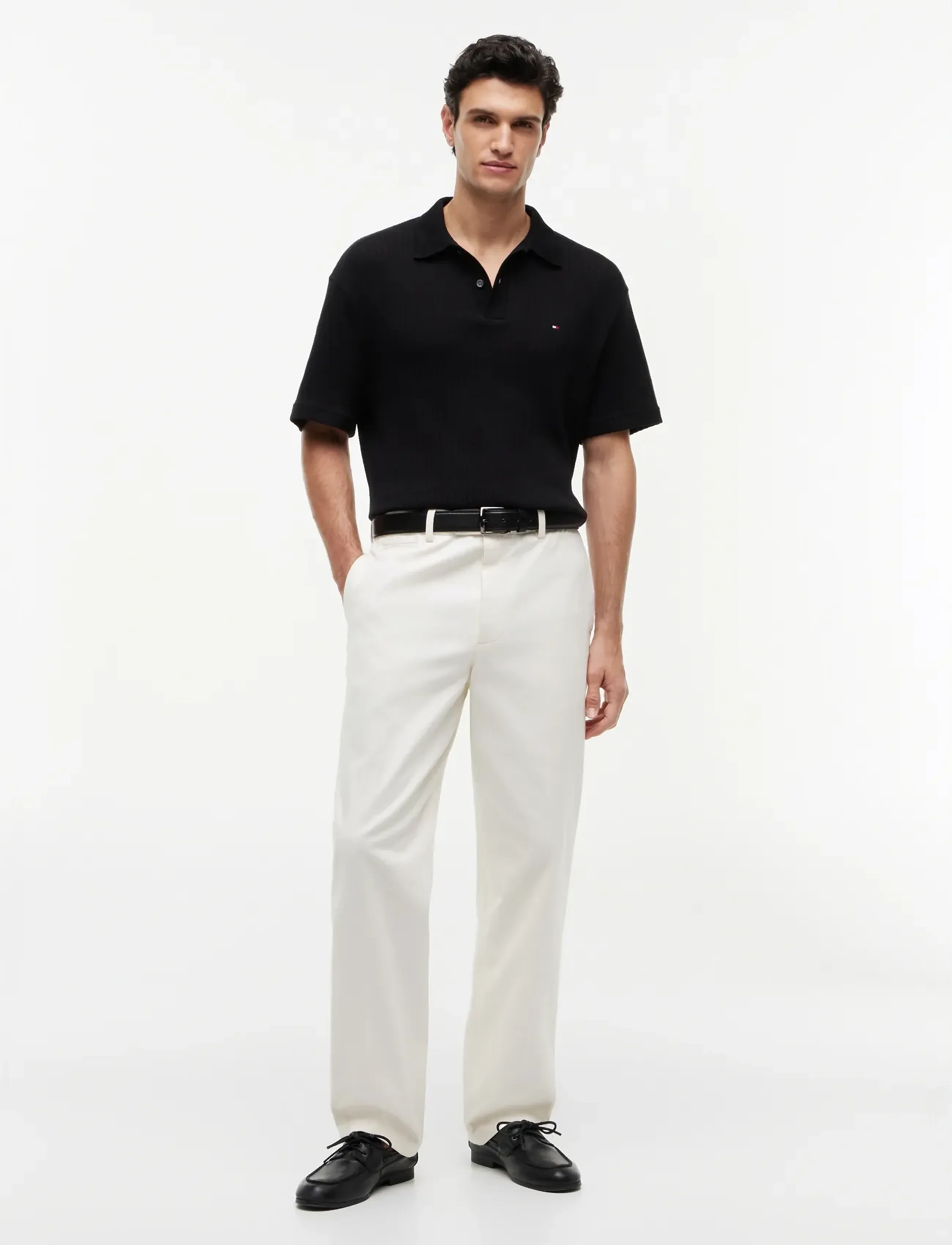 Open Knit Relaxed Fit Polo 4