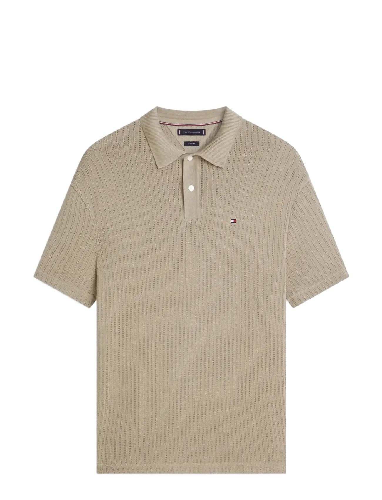 Tommy Hilfiger OPEN KNIT RELAXED FIT POLO - Neulotut poolot - KEYSTONE / beige