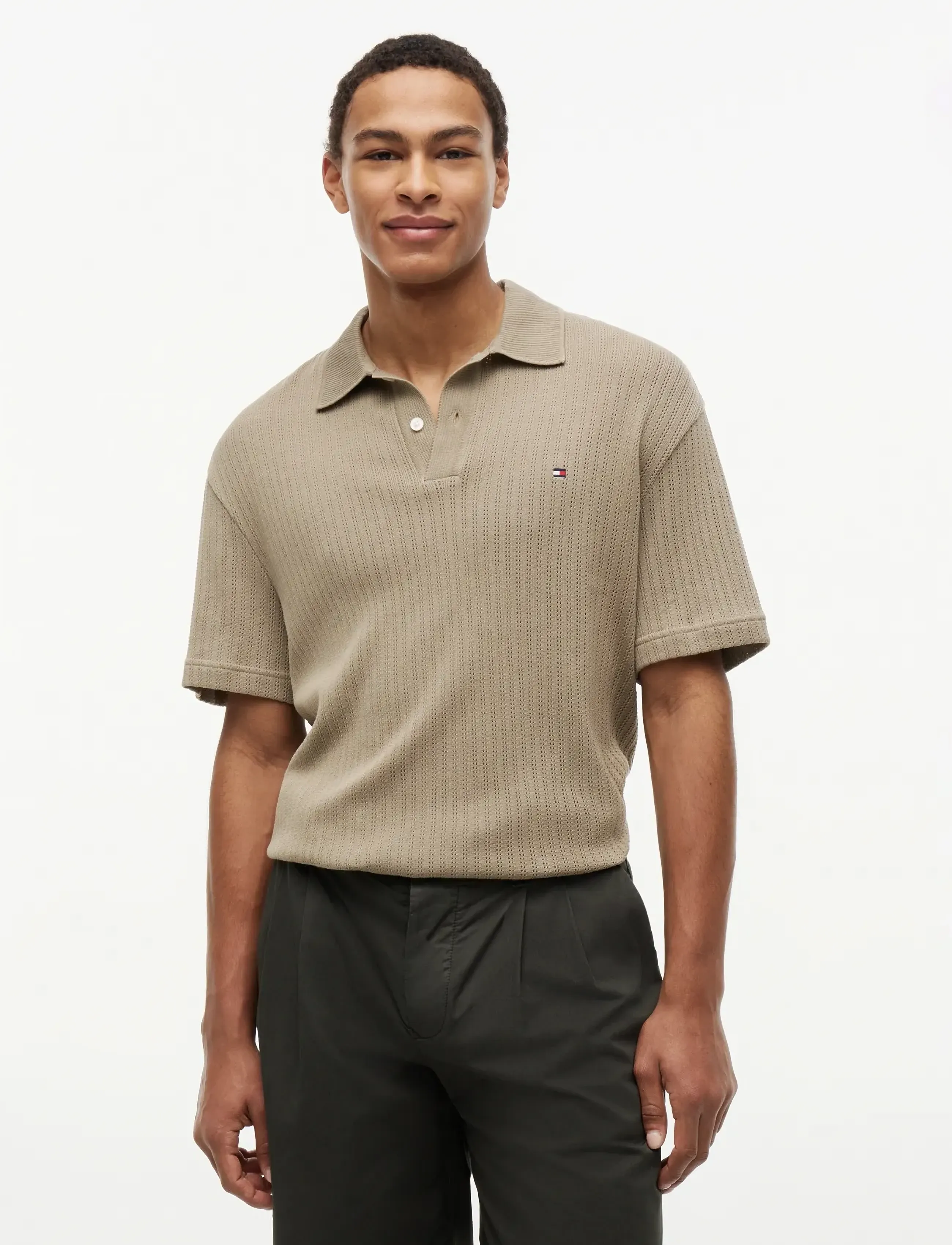 Open Knit Relaxed Fit Polo