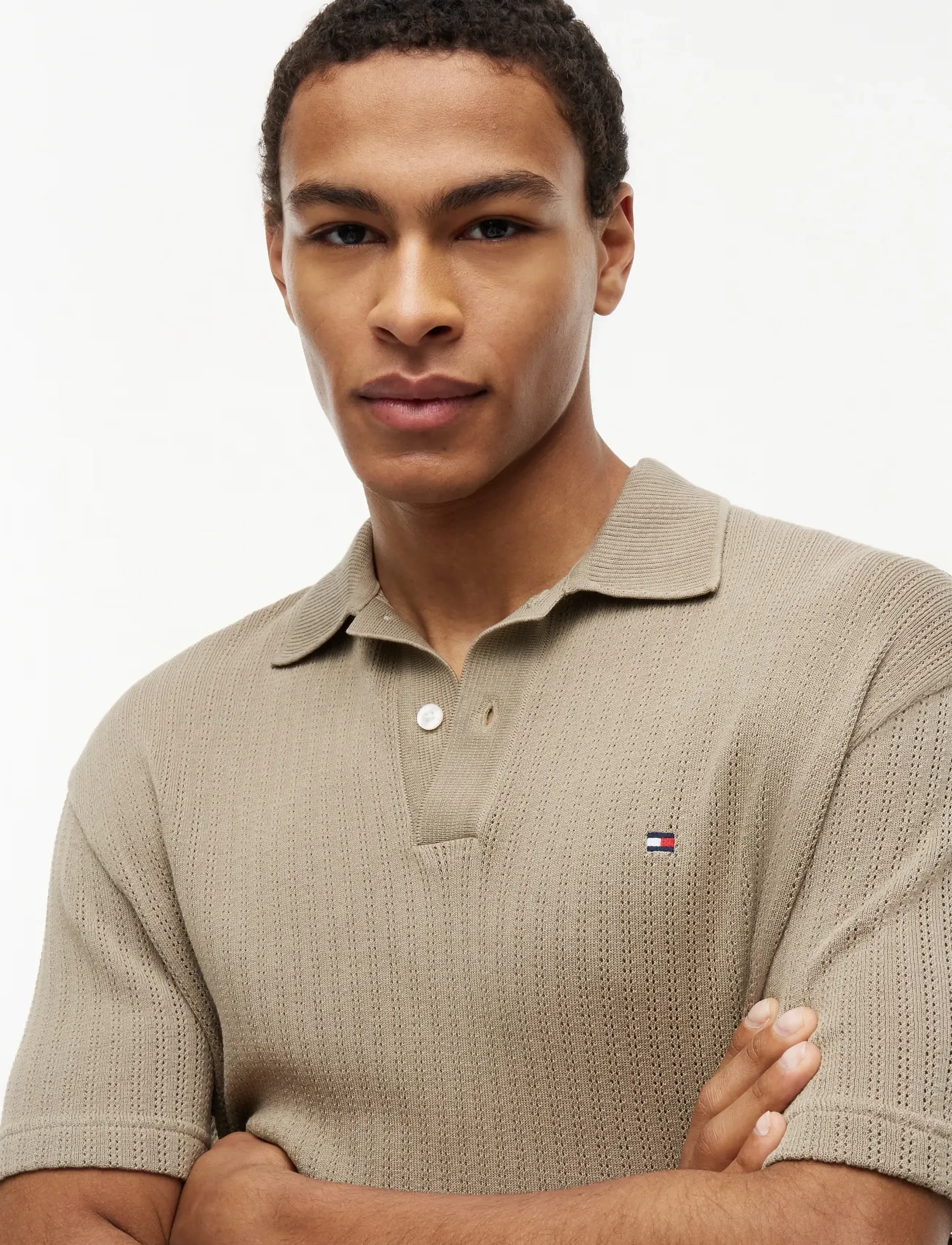 Open Knit Relaxed Fit Polo 3