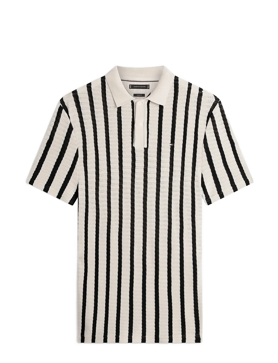 Tommy Hilfiger - OPEN KNIT RELAXED FIT POLO - gestrickte polohemden - muslin black - 1