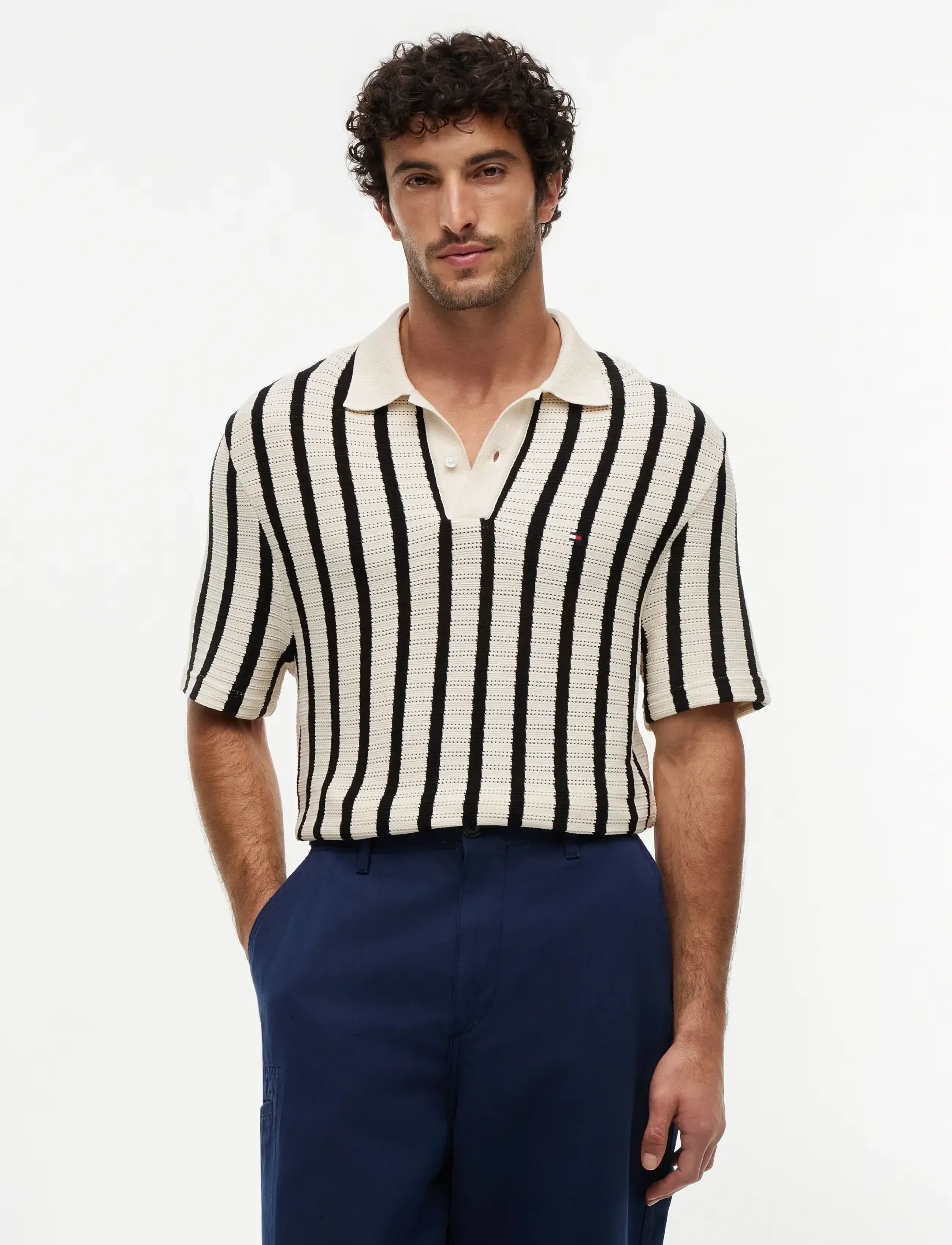 Open Knit Relaxed Fit Polo