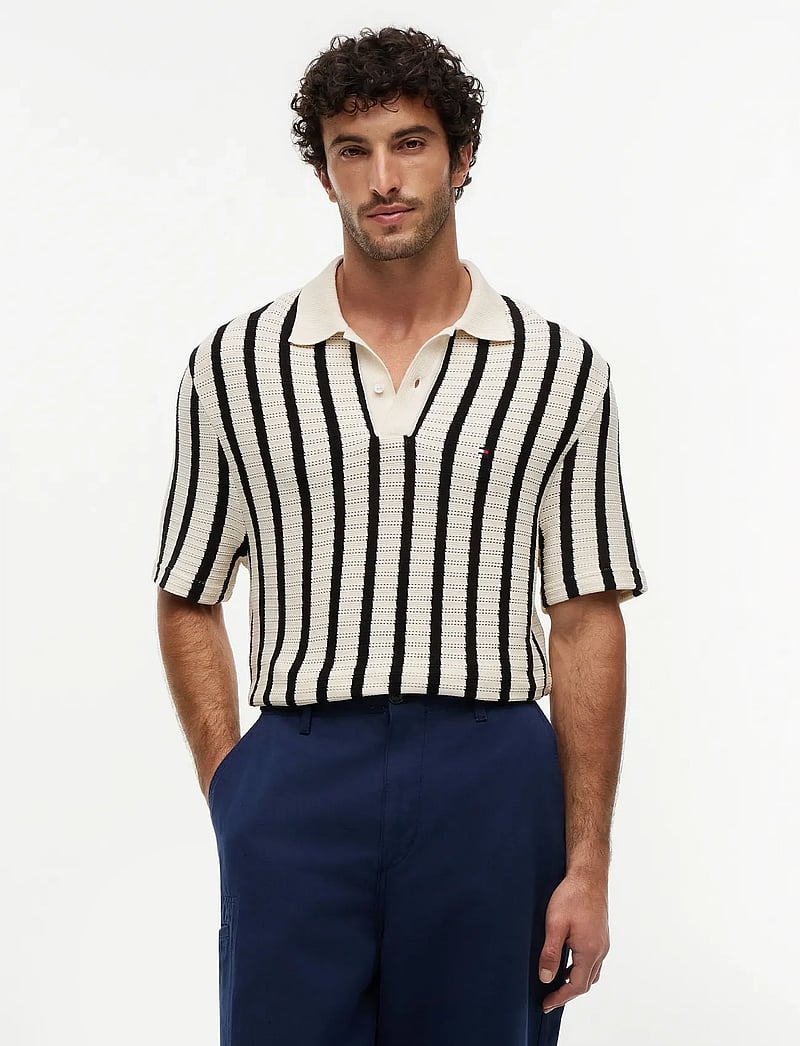 Tommy Hilfiger - OPEN KNIT RELAXED FIT POLO - polostrik - muslin black - 0