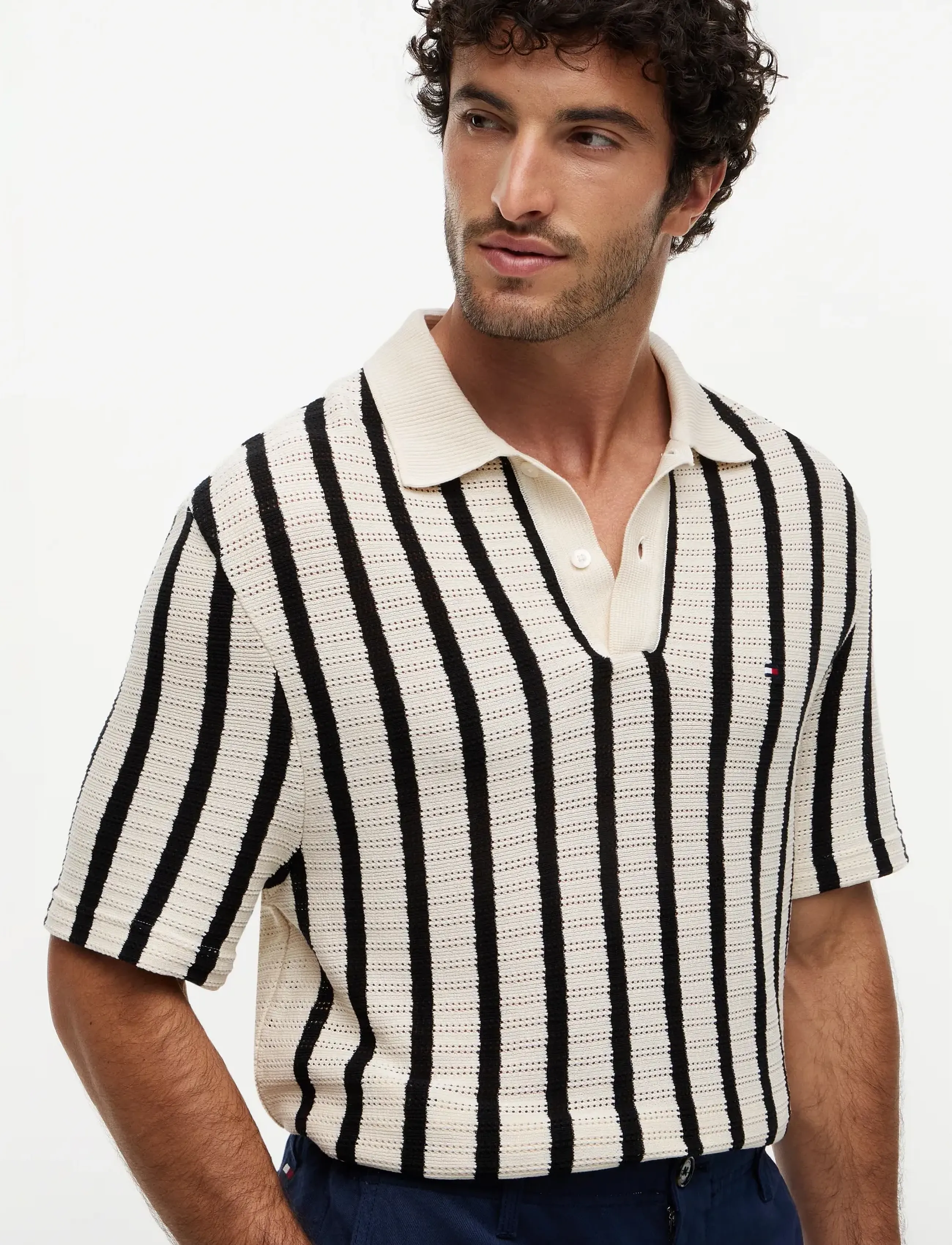 Open Knit Relaxed Fit Polo 3