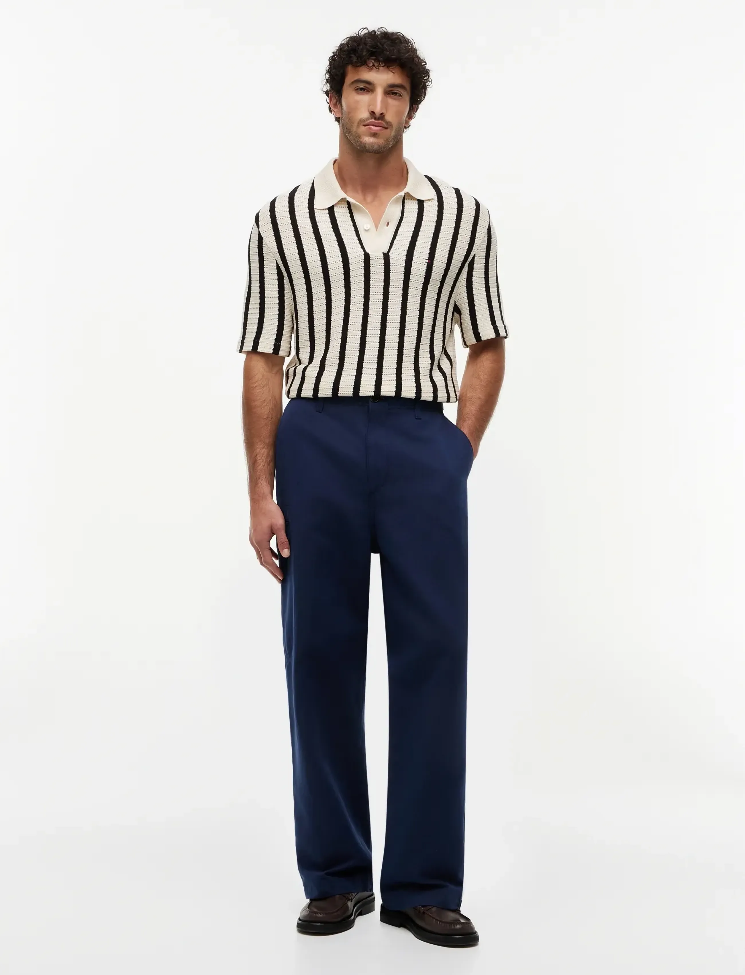Open Knit Relaxed Fit Polo 4