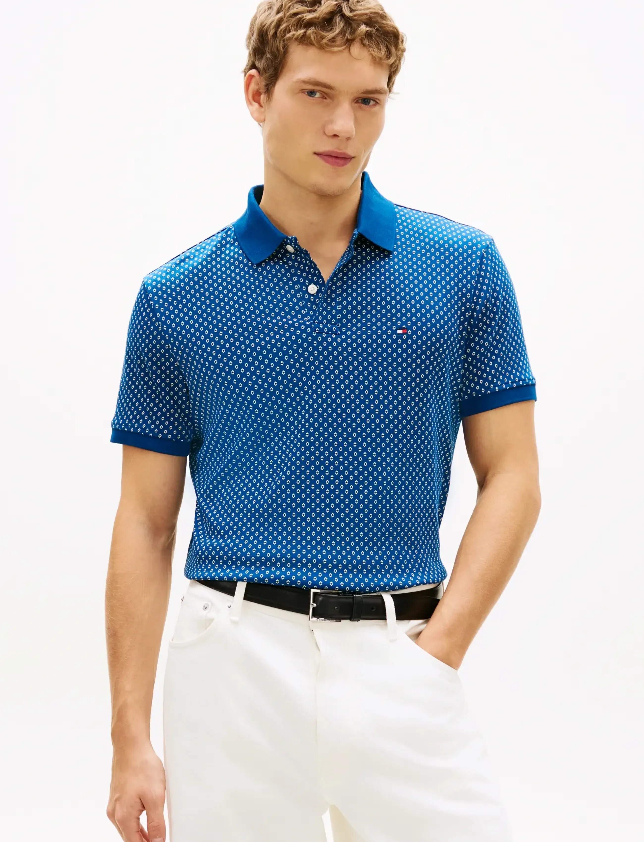 Tommy Hilfiger AOP INTERLOCK REG POLO - Tøj - BLUE JEAN WITH AOP / blue
