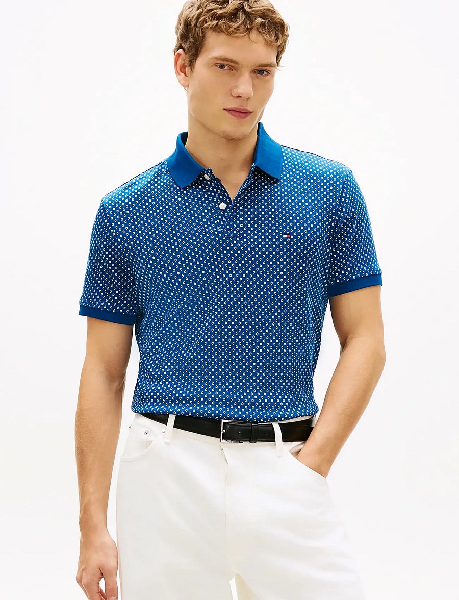 Tommy Hilfiger - AOP INTERLOCK REG POLO - kortærmede poloer - blue jean with aop - 0