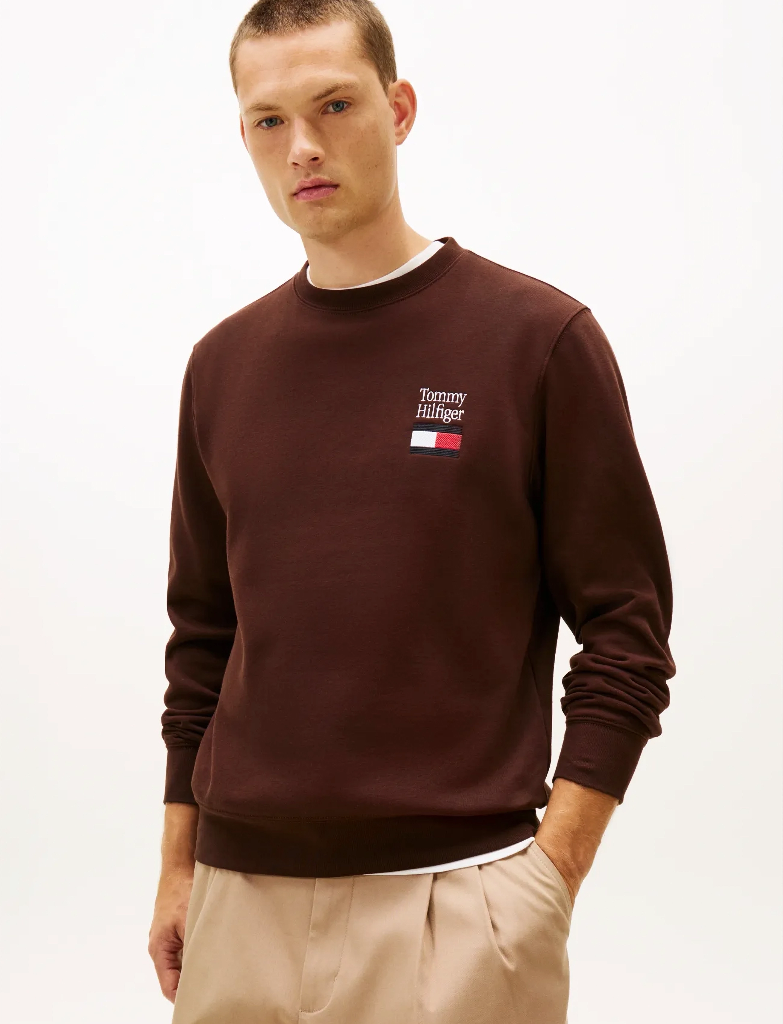 Tommy Hilfiger TOMMY EMBRO FLAG SWEATSHIRT - Tøj - CHOCOLATE / brown