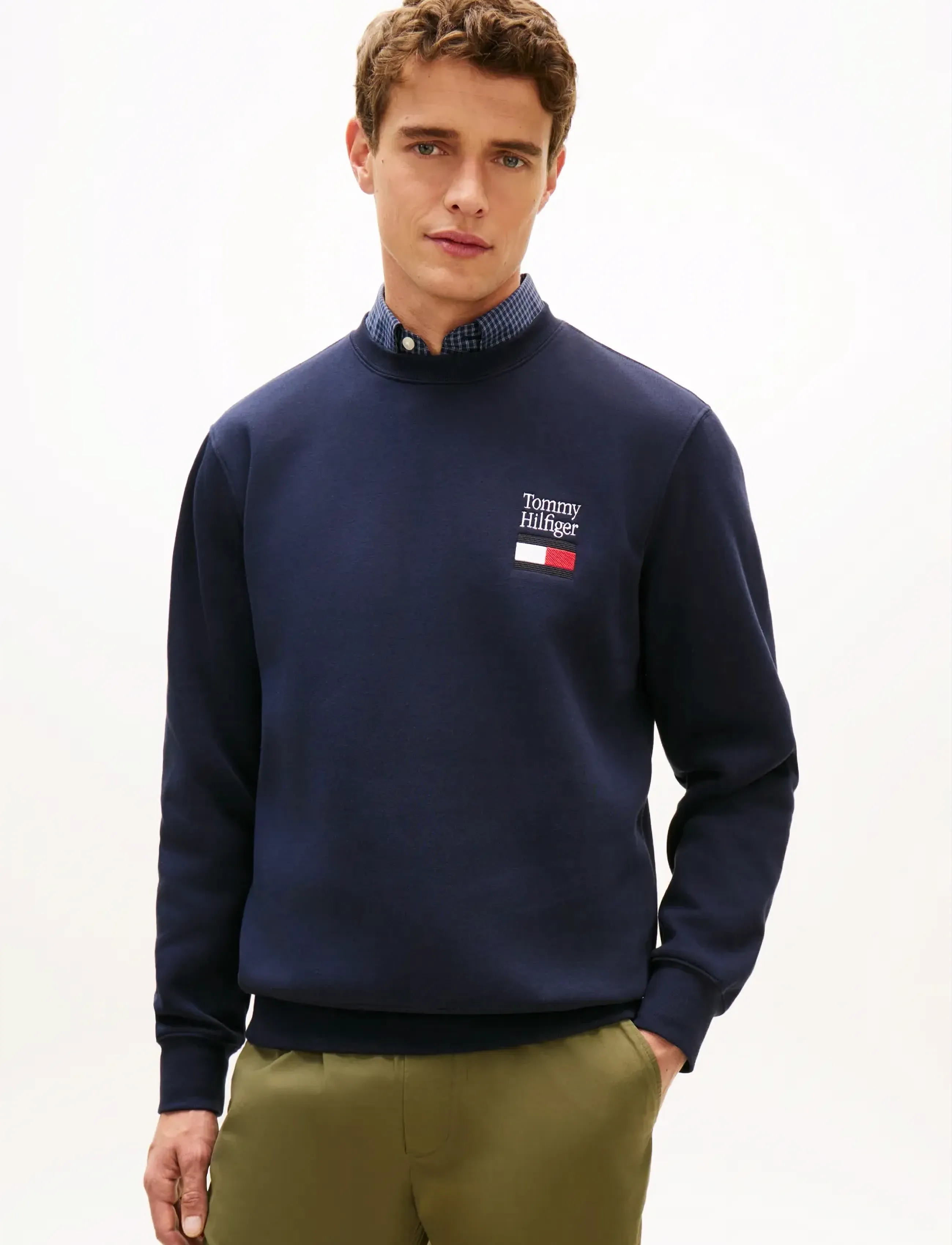Tommy Hilfiger TOMMY EMBRO FLAG SWEATSHIRT - Tøj - DESERT SKY / navy