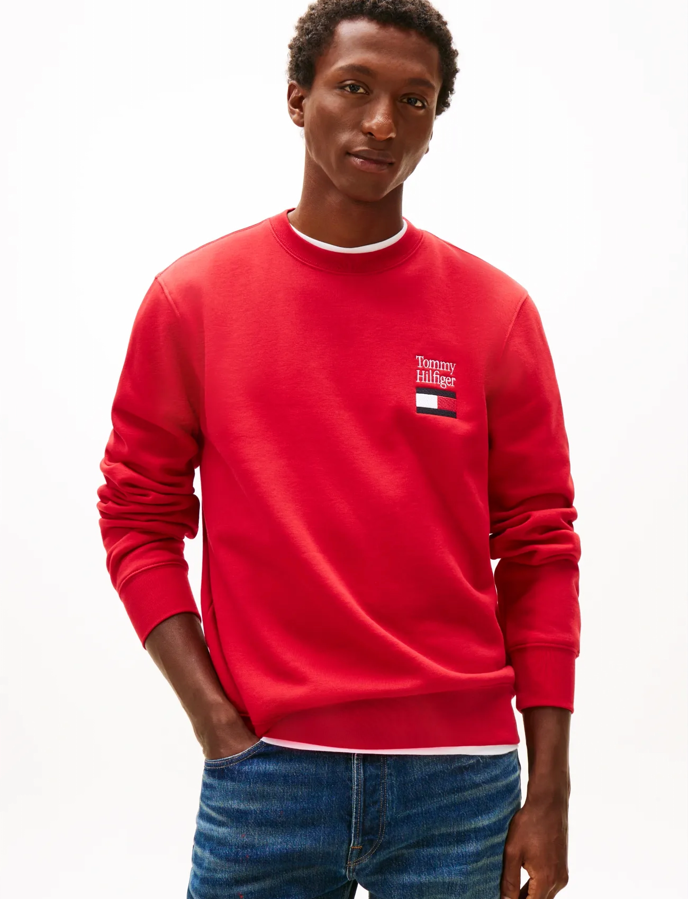 Tommy Hilfiger TOMMY EMBRO FLAG SWEATSHIRT - Sweatshirts - MEDIUM RED / red