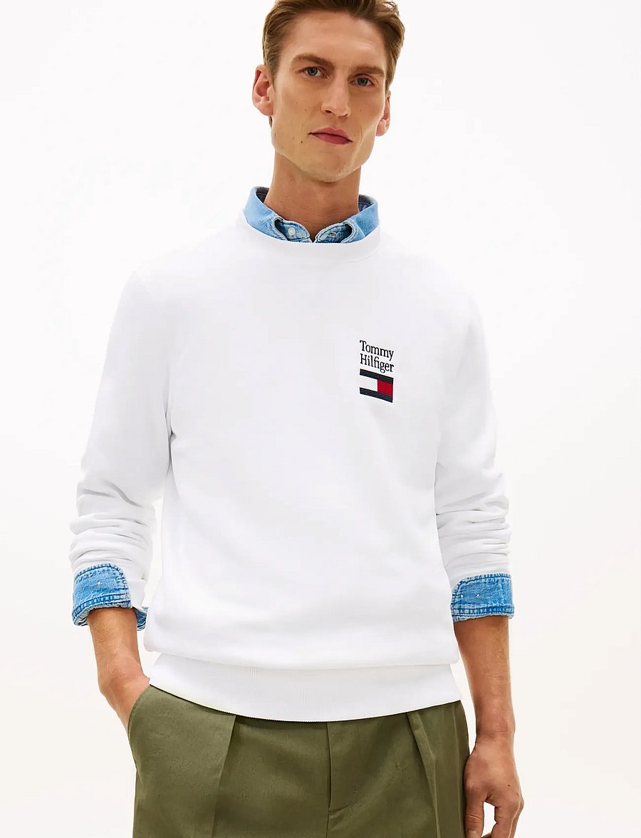 Tommy Hilfiger - TOMMY EMBRO FLAG SWEATSHIRT - dressipluusid - white - 0