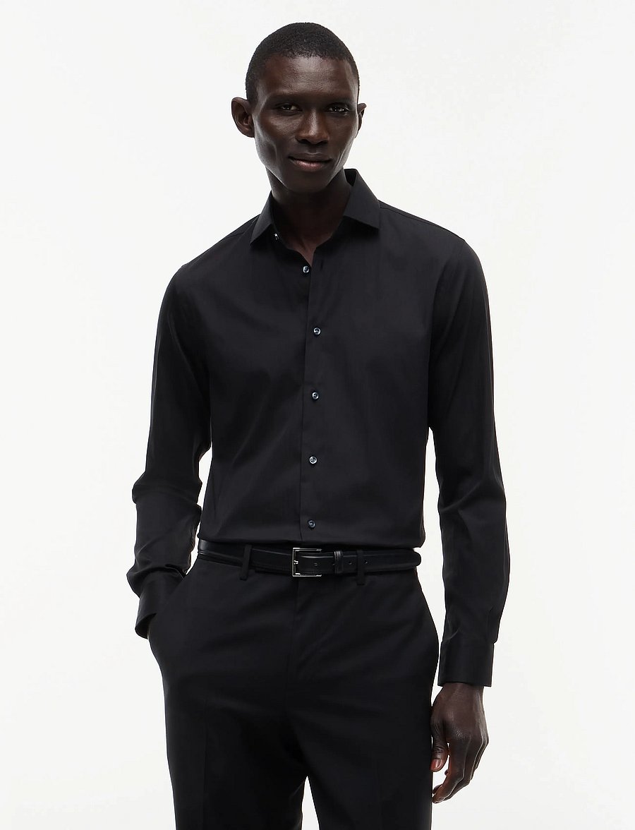 Tommy Hilfiger - NY FLEX COLLAR SOLID SHIRT - ametlikud särgid - black - 0