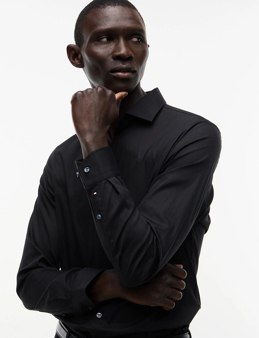 Tommy Hilfiger - NY FLEX COLLAR SOLID SHIRT - ametlikud särgid - black - 3
