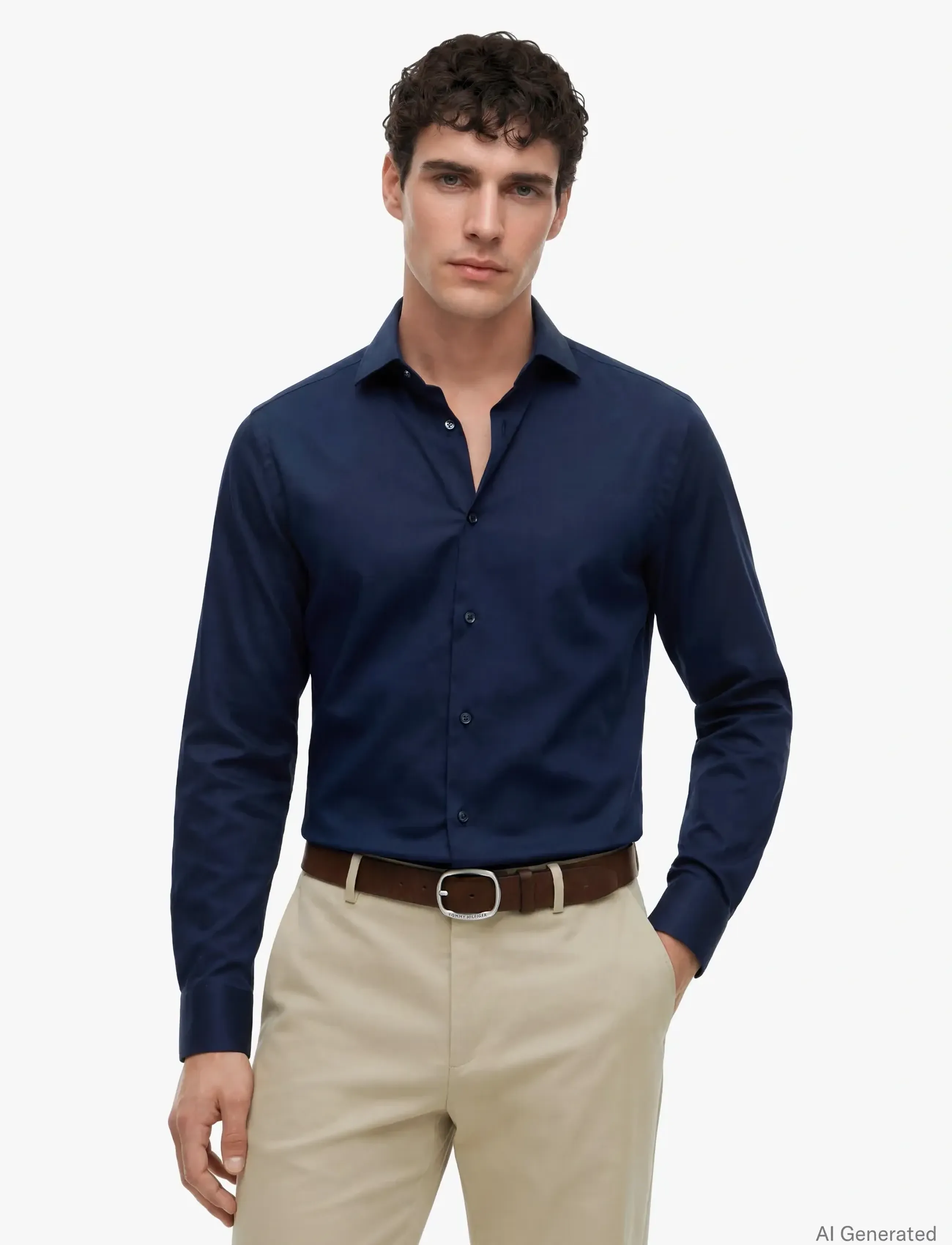 Tommy Hilfiger DC FLEX COLLAR SOLID SHIRT - Kleidung - NAVY IRIS / blue