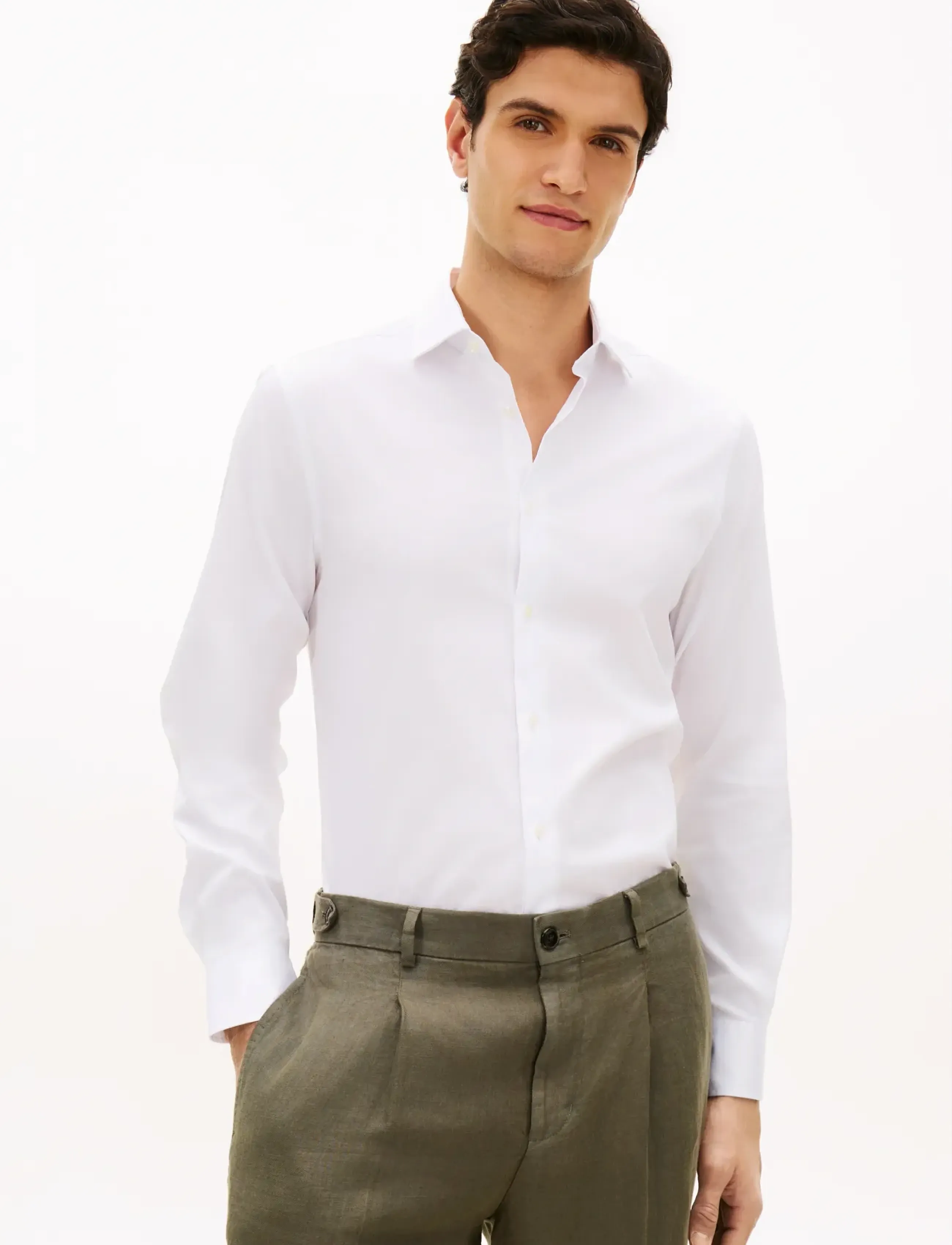 Tommy Hilfiger DC FLEX COLLAR SOLID SHIRT - Särgid - WHITE / white