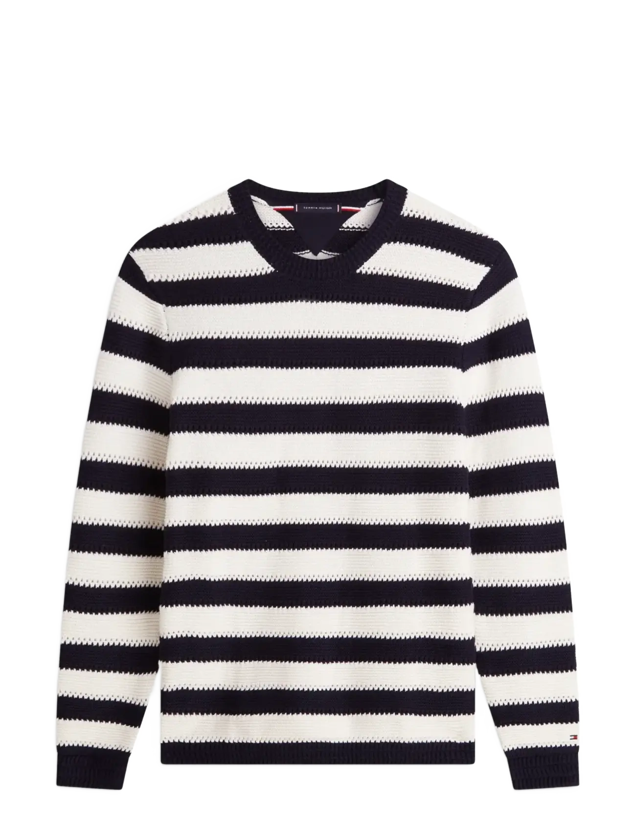 TOMMY HILFIGER Crochet Block Stripe Crew Neck Navy - M - Herren