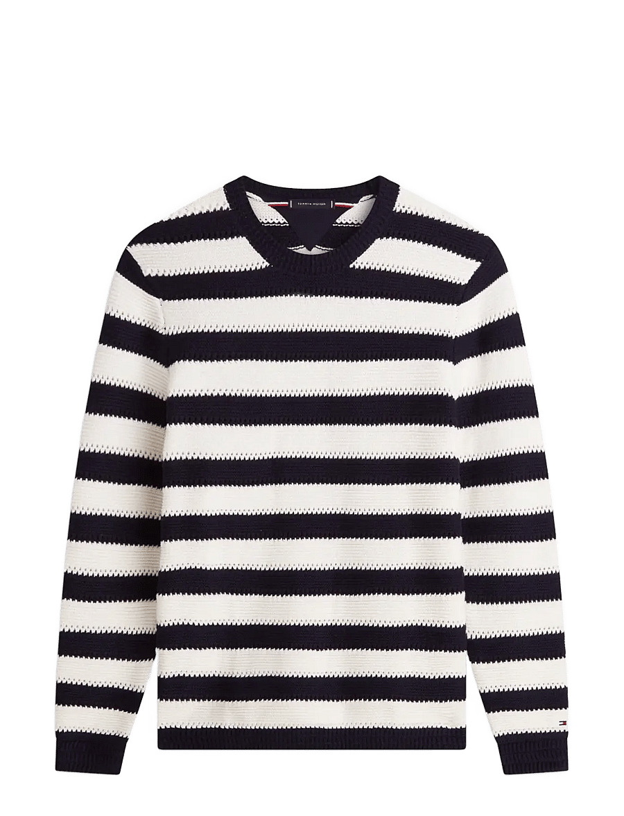 Tommy Hilfiger - CROCHET BLOCK STRIPE CREW NECK - rundhals - desert sky ivory petal - 1
