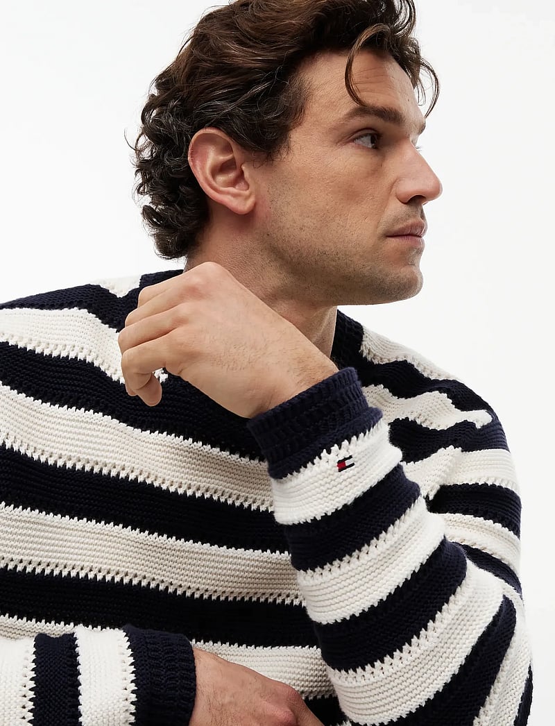 Tommy Hilfiger - CROCHET BLOCK STRIPE CREW NECK - rund hals - desert sky ivory petal - 3