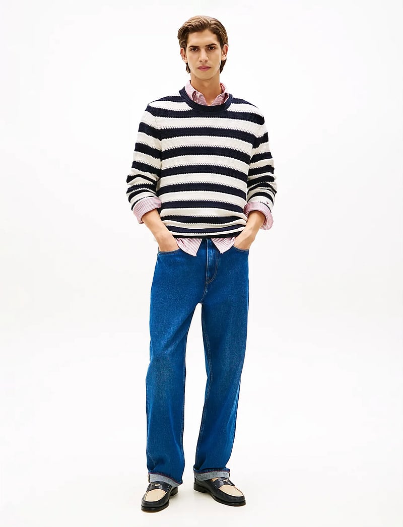 Tommy Hilfiger - CROCHET BLOCK STRIPE CREW NECK - Ümmarguse kaelusega kudumid - desert sky ivory petal - 3