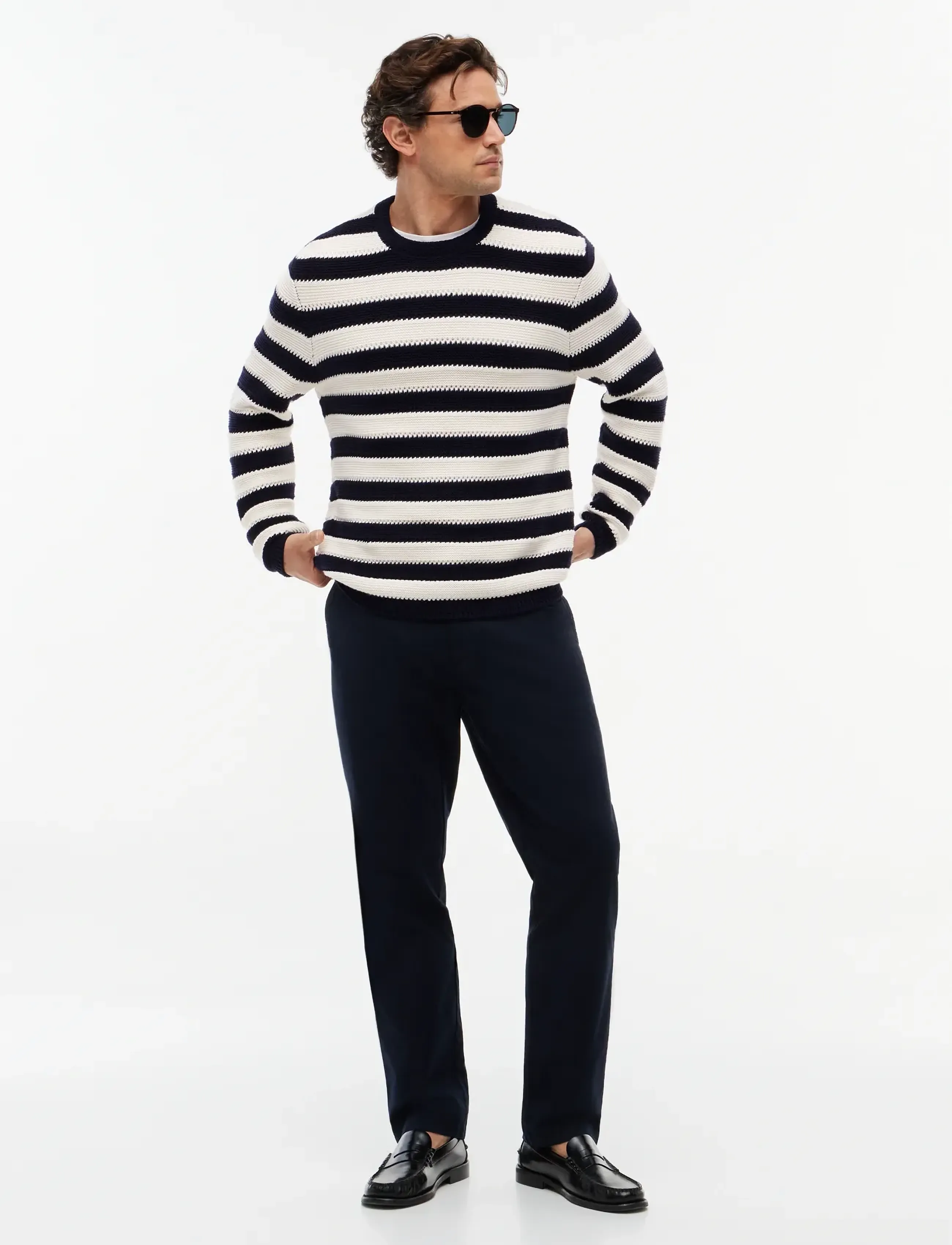 Tommy Hilfiger - CROCHET BLOCK STRIPE CREW NECK - rundhals - desert sky ivory petal - 4